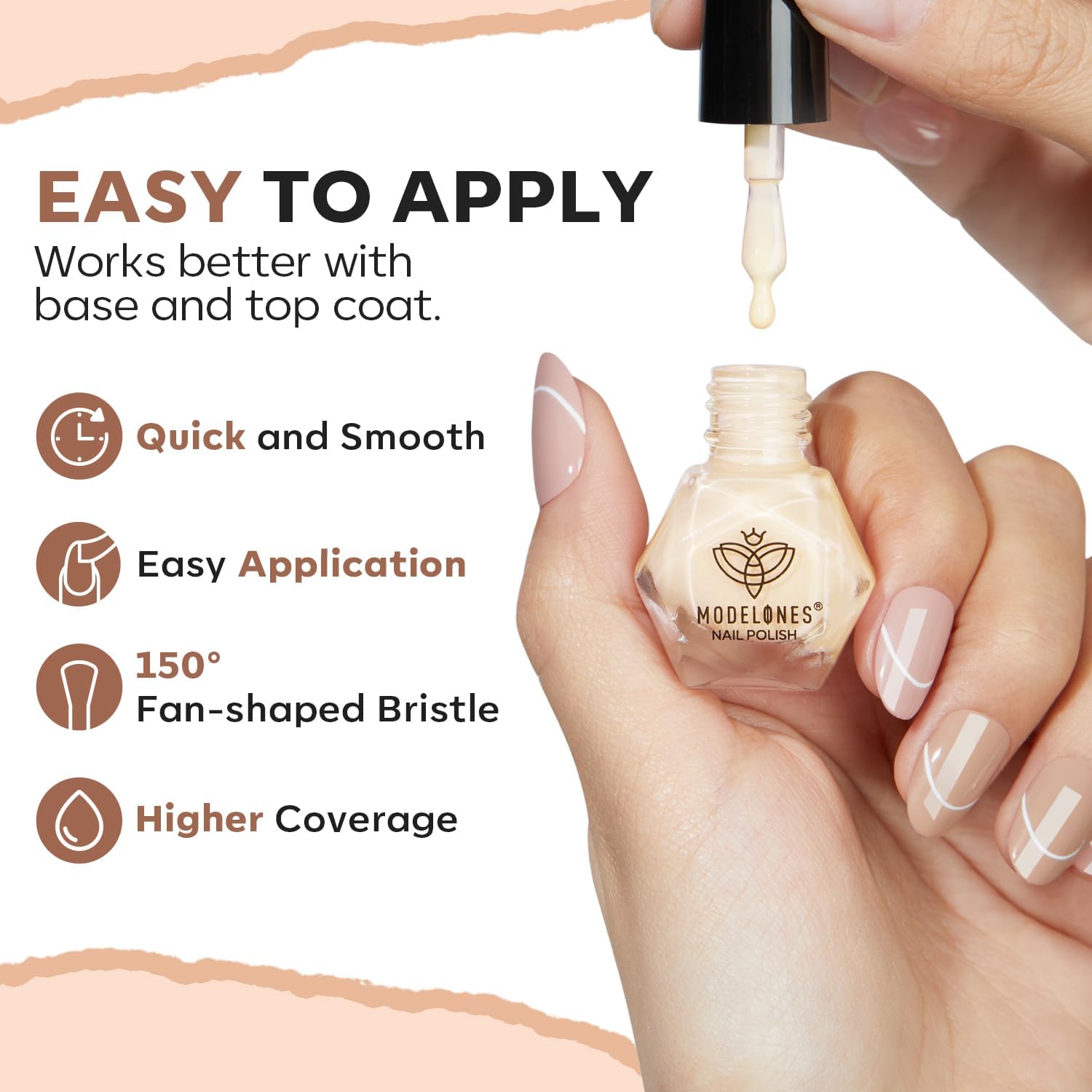 modelones Nail Polish Set 6 Colors, Milky White Brown Metallic Nude Bronze Quick Dry Mini Nail Lacquer Kit Shimmer Burnt Orange Copper Nail Art DIY Home Salon Manicure Gift for Women Girls - Image 7
