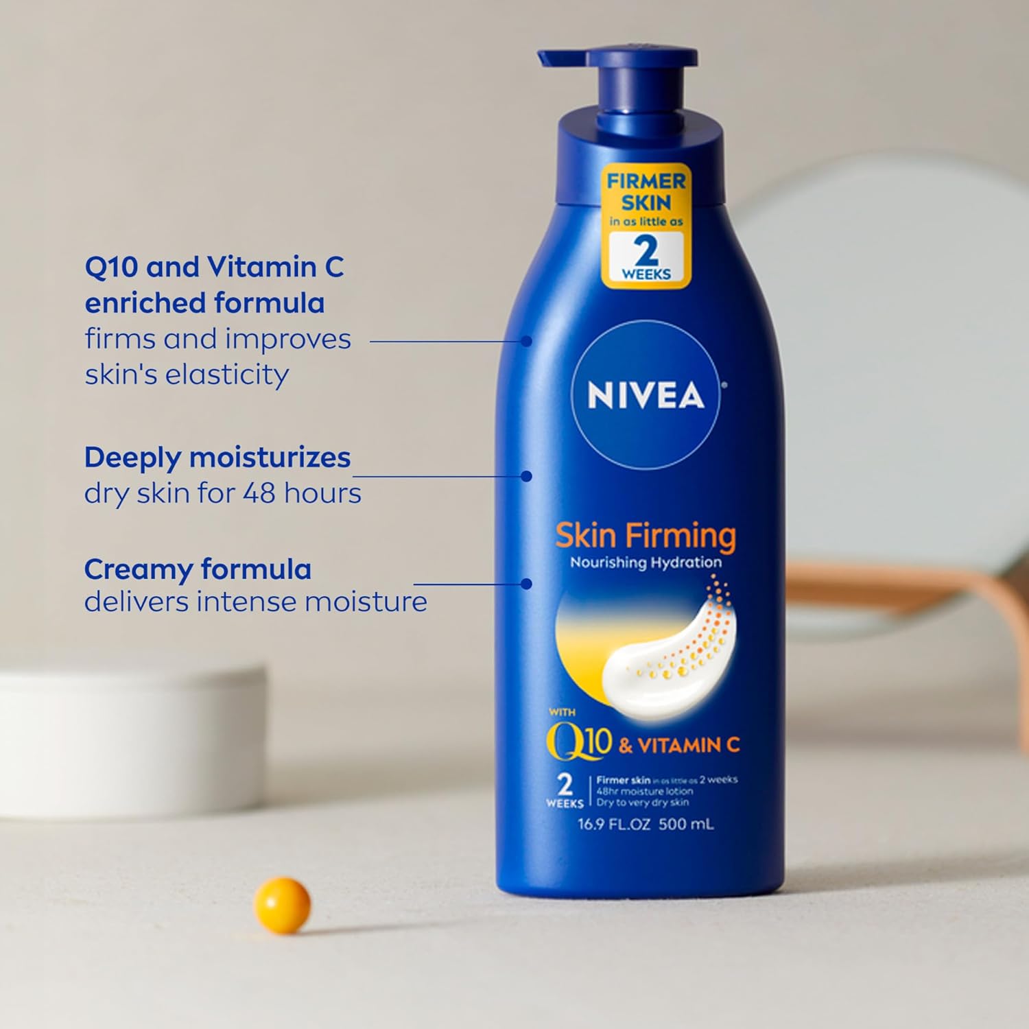 NIVEA Nourishing Hydration Skin Firming Body Lotion (16.9 Fl Oz) + Skin Firming & Toning Body Gel Cream with Hyaluronic Acid (6.7 Oz), Enriched with Q10 and Vitamin C - Image 7