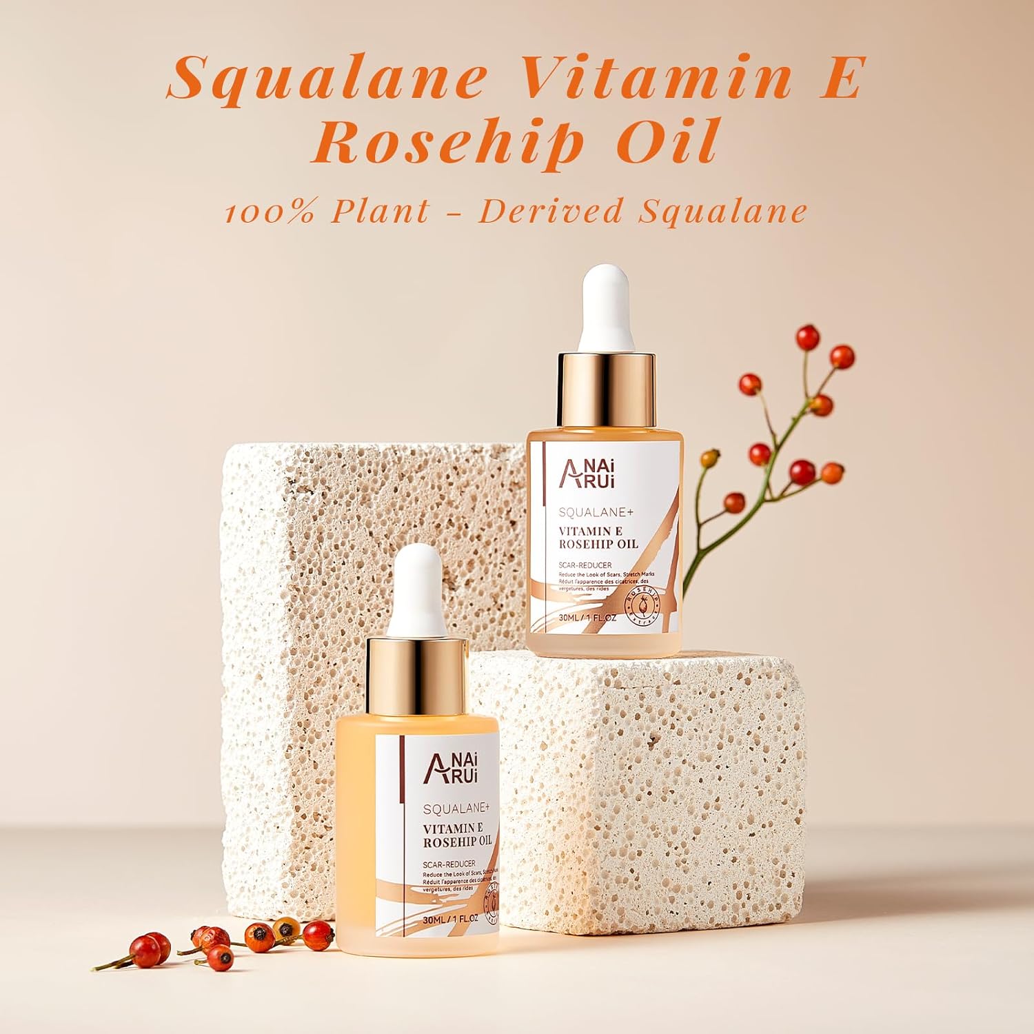 ANAI RUI Squalane + Vitamin E Rosehip Oil Moisturizer for Face Hydrate, Reduce Scars and Stretch Marks, Wrinkles for Smoother, Softer Skin 1 fl. Oz - Image 7