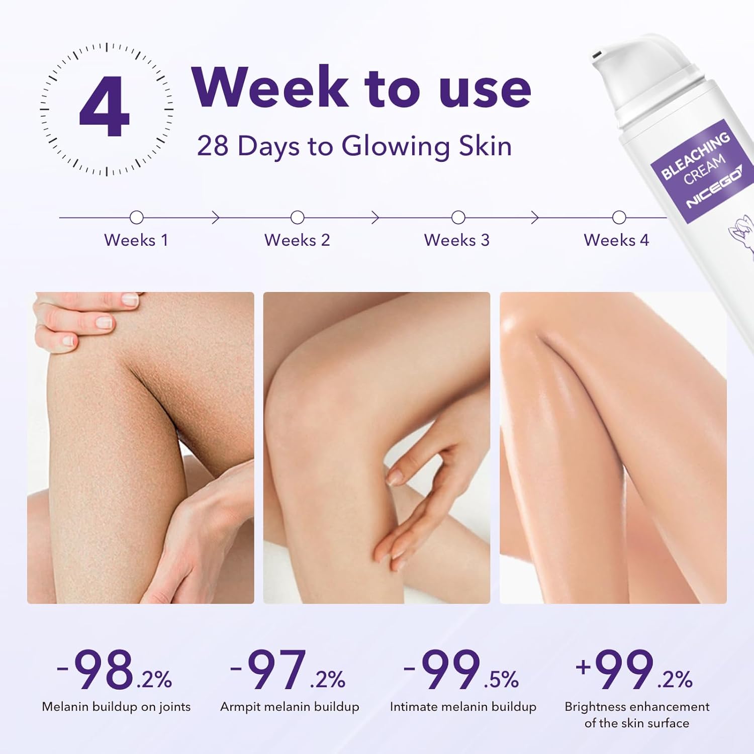 Skin Bleaching Cream for Women - Intimate Skin Care Lightening Cream for Intimate Areas, Private Parts, Underarms, Knees, Elbows, Inner Thighs, Bikini Areas–Dark Spot Remover for Face–1.7 Fl Oz - Image 3