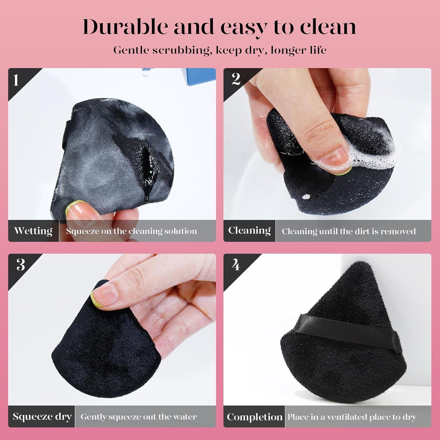 BEAKEY 12pcs Powder Puffs for Face Powder Triangle Powder Puff for Loose and Cosmetic Foundation, Makeup Puff for Contouring, Cloud Kiss Beauty Makeup Tools - Image 8