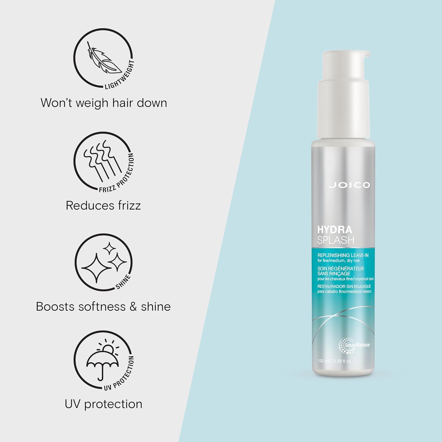 Joico HydraSplash Replenishing Leave-In | For Fine, Medium, Dry Hair | Boost Shine & Softness | Tame Frizz & Hydrate | With Sea Kelp & Coconut Water | 3.38 Fl Oz - Image 3