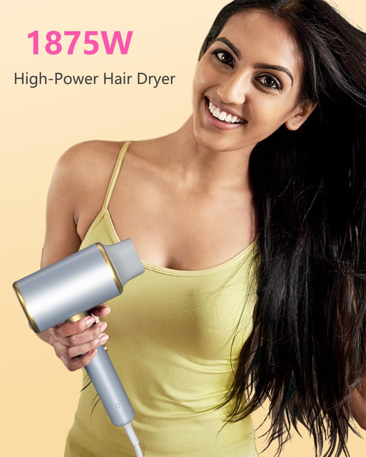 Professional Ionic Hair Dryer Blow Dryer 1875W with Diffuser and Concentrator, Constant Temperature Hair Care,Fast Drying Low Noise for Home Salon Travel (Light Blue) - Image 2