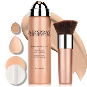 Magic Minerals Airbrush Foundation Makeup Spray Silk Flawless Foundation Mist Makeup Full Coverage Foundation Breathable Long Lasting Natural Matte Finish for Mature Skin(Beige)