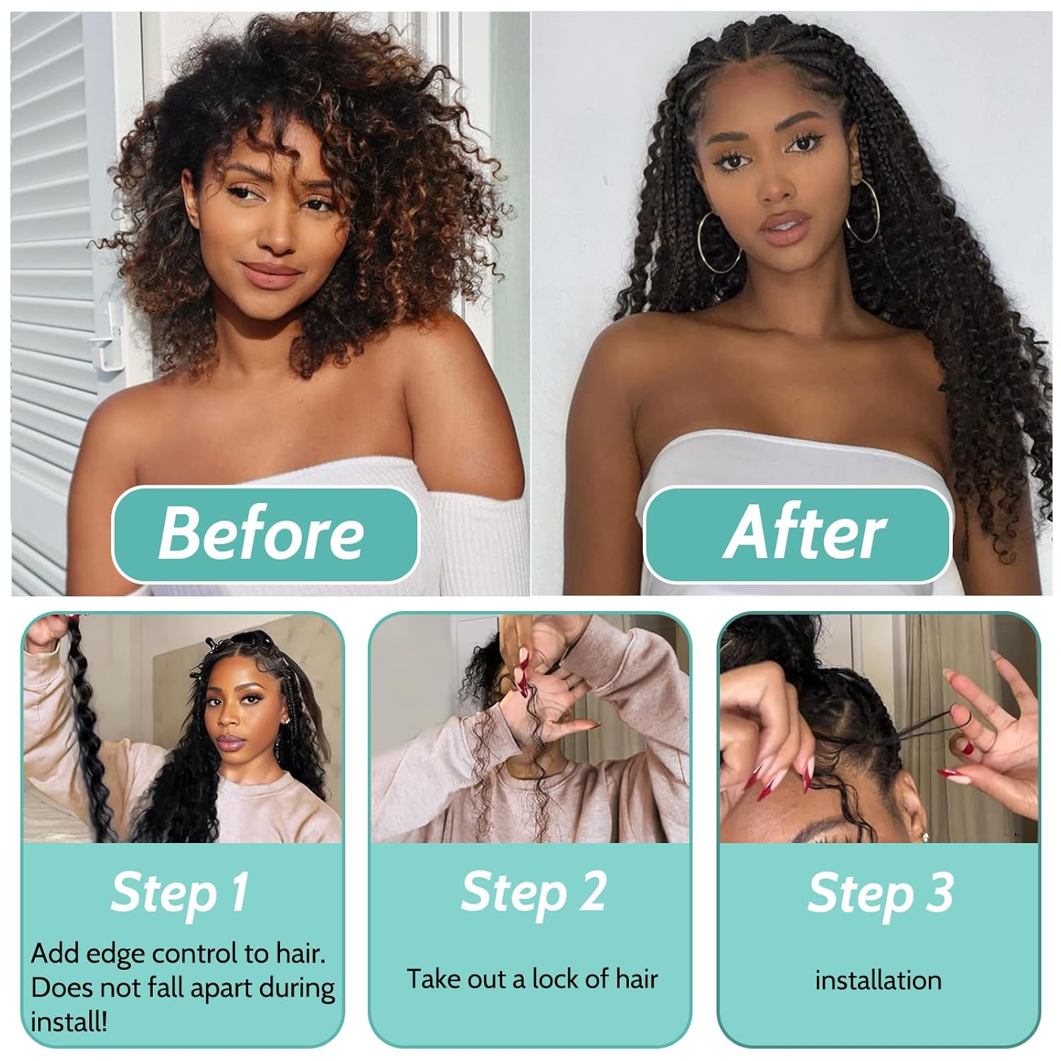 Human Braiding Hair for Boho Braids Human Hair 110g 16 Inch Curly Boho Hair for Braiding Knotless 12A Deep Wave Bohemian 3 Bundles/Pack Caramel Honey Blonde - Image 5