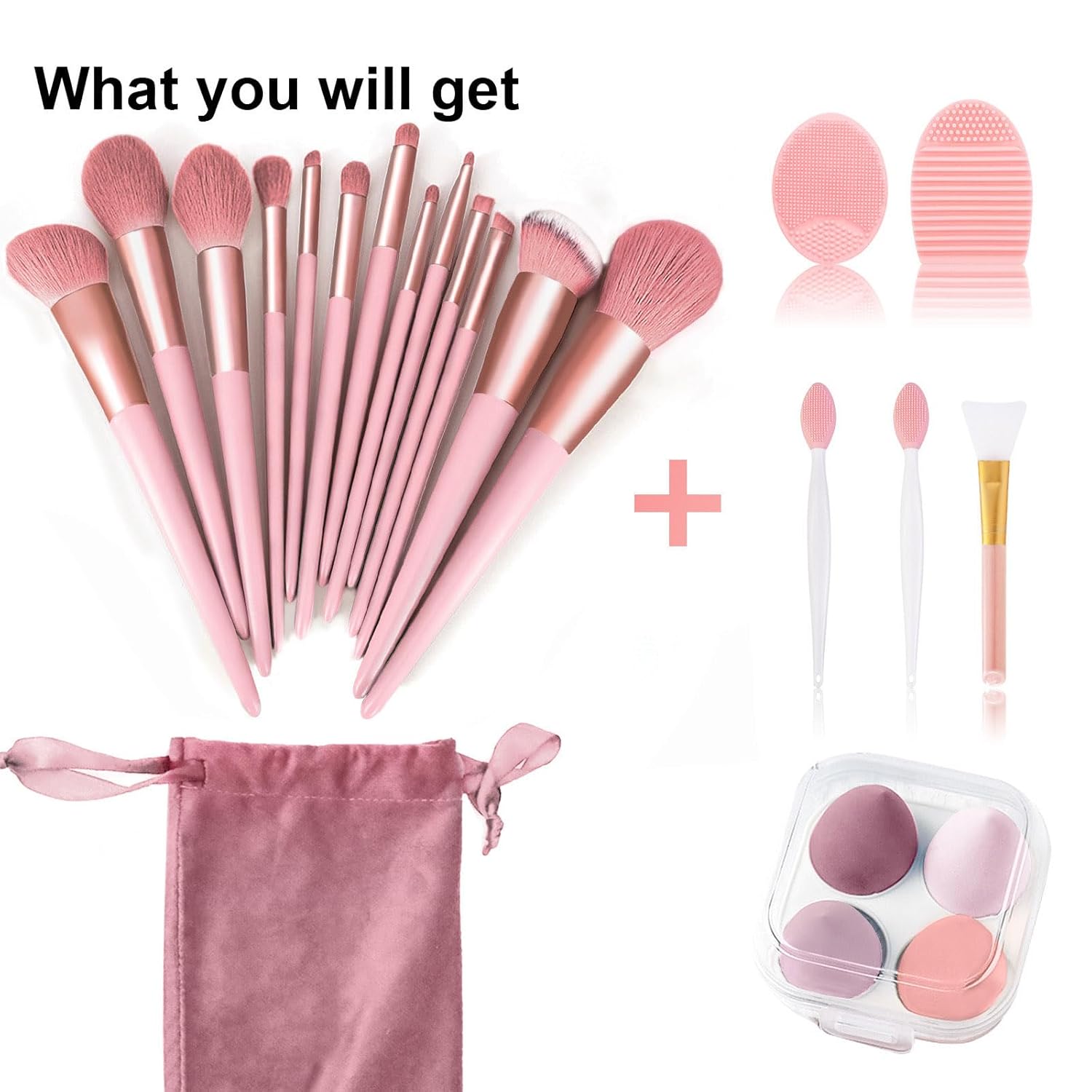 22 Piece Pink Makeup Brush Set for Flawless Foundation and Eyeshadow Application - Image 7