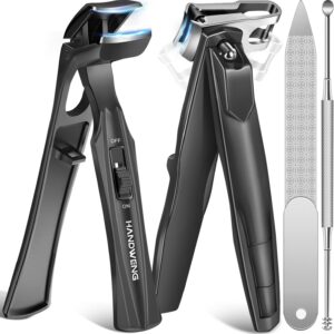 Toenail Clippers for Seniors Thick Toenails, Angled Head Large Toe Nail Clippers for Thick Nails for Men, 360° Rotating Nail Clippers with Long Hande, Heavy Duty Fingernail Clippers with Wide Opening