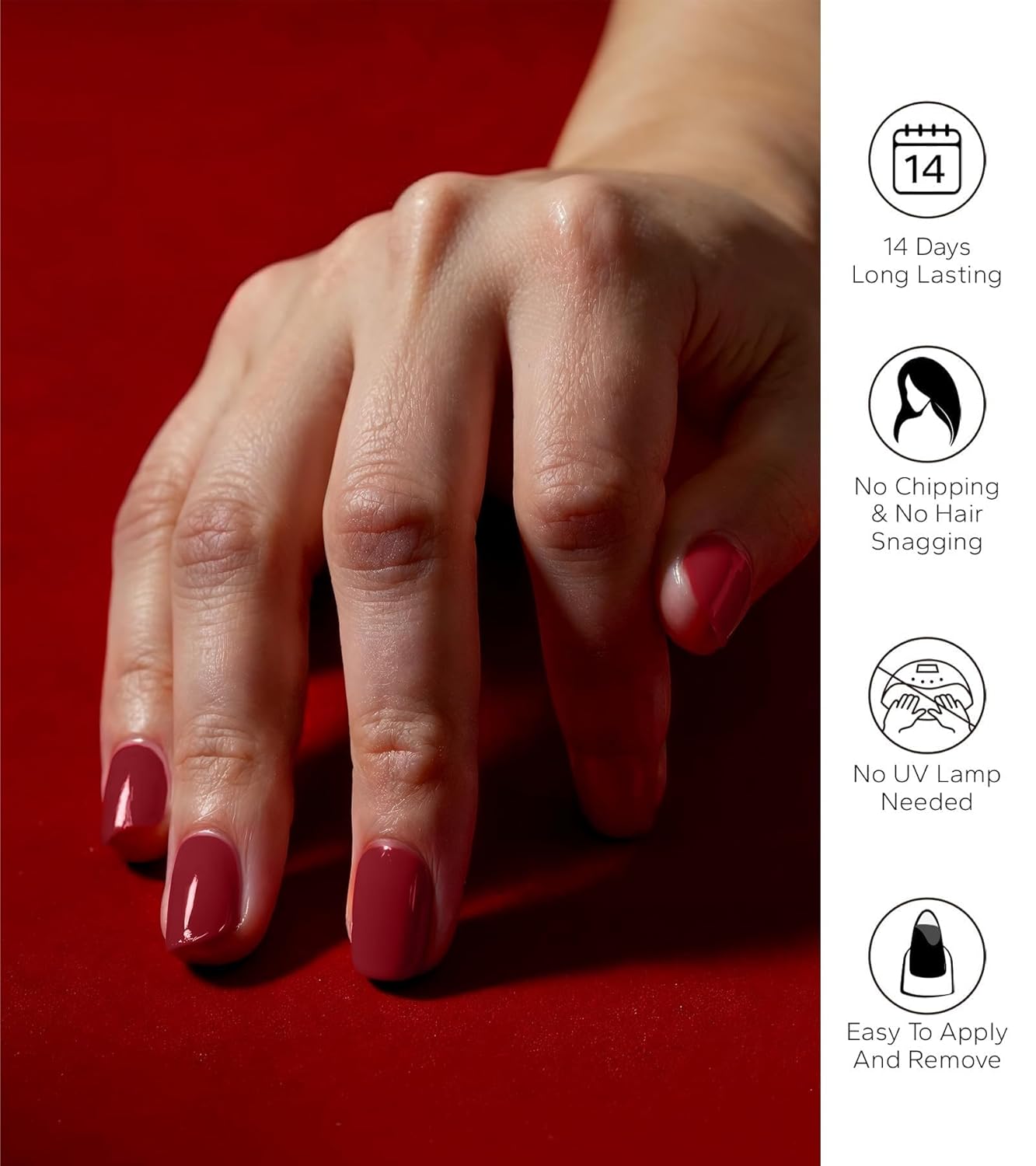 Nail Polish Strips, 20Pcs Salon Quality Gel Nail Stickers, Easy Long Lasting Wraps for Short Nails no UV Light Needed (Red) - Image 4