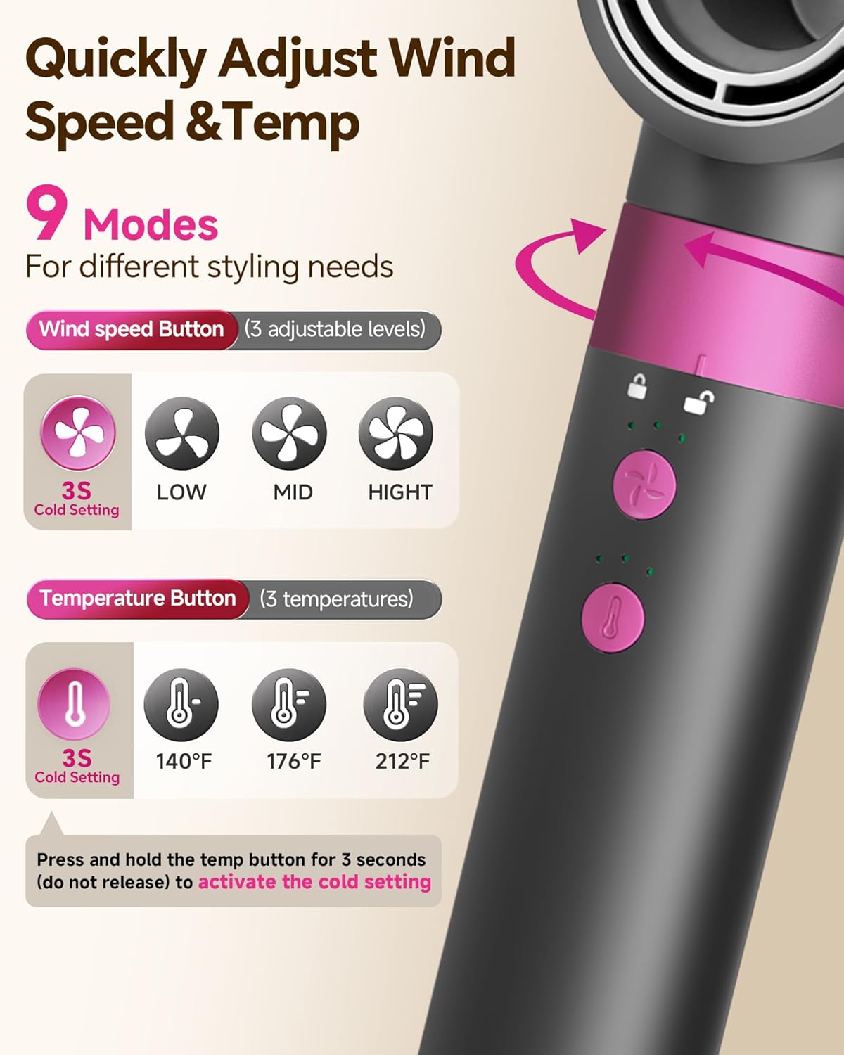 5 in 1 Professional Hair Dryer Brush with 50 Million Negative Ions Fast Drying Curling Volumizing 110000 RPM - Image 8
