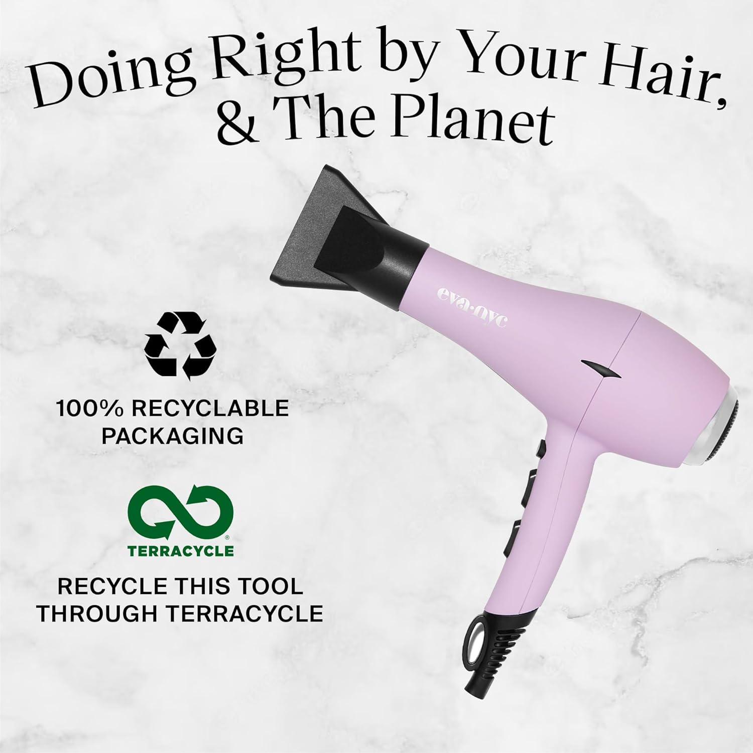 Eva NYC Healthy Heat Pro-Lite Dryer, Styling Hair Dryer, Lightweight Blow Dryer w/Far-Infrared, 2-Speed & 3-Heat Blowdryers for Hair, Hair Dryer with Diffuser & Concentrator, Lavender - Image 5