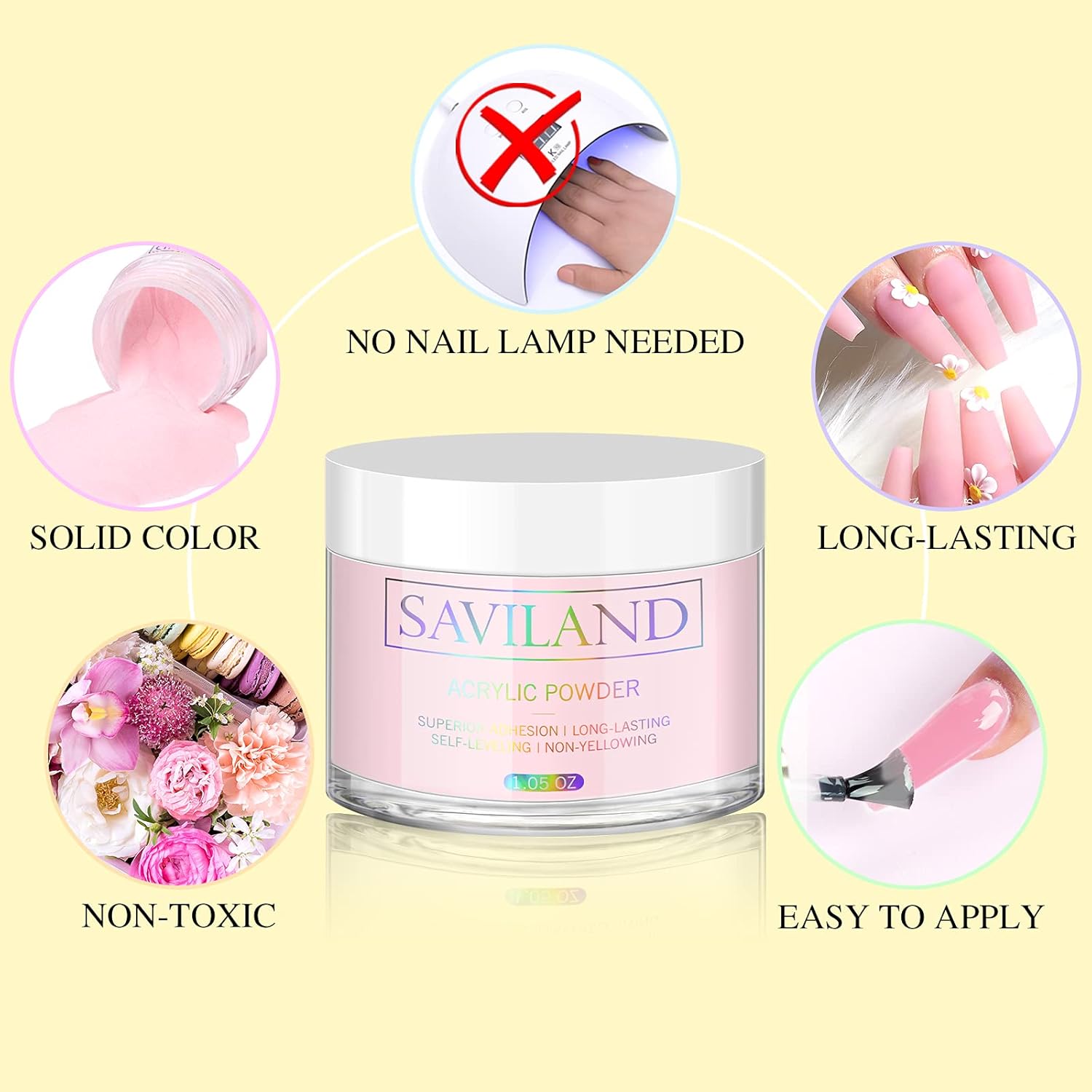 Saviland Pink Acrylic Powder: 30g Professional Colored Acrylic Nail Powder Polymer for French Manicure DIY Nail Art Extension 3D Carving, Long Lasting No Need Nail Lamp - Image 6