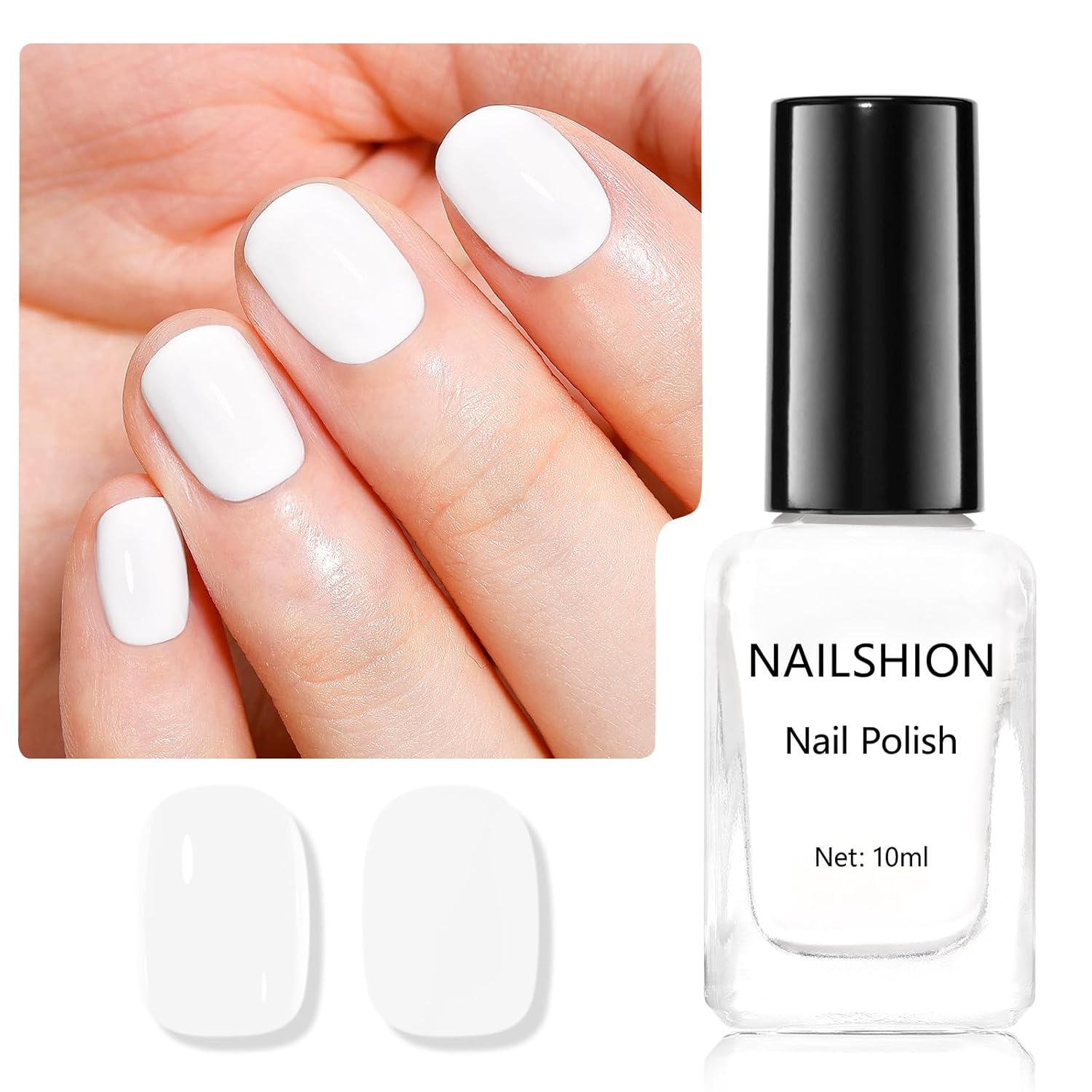 Classic French White Nail Polish 9-Free Vegan with Castor Oil 15ml, Fast Drying - Image 9