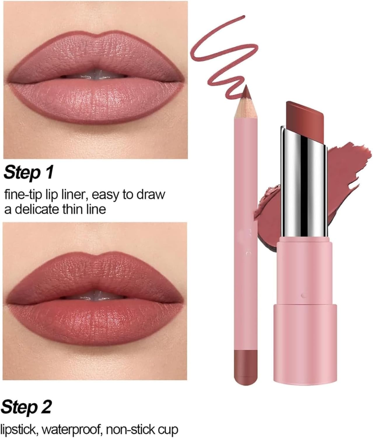 Genli Oil Balm, Hydrating Lip Balm & Matte Lipstick 2-in-1 Set - Waterproof Long-Lasting Lip Liner with Non-Stick Cup Technology, All-Day Moisturizing for Smooth Glossy Shine (07) - Image 5