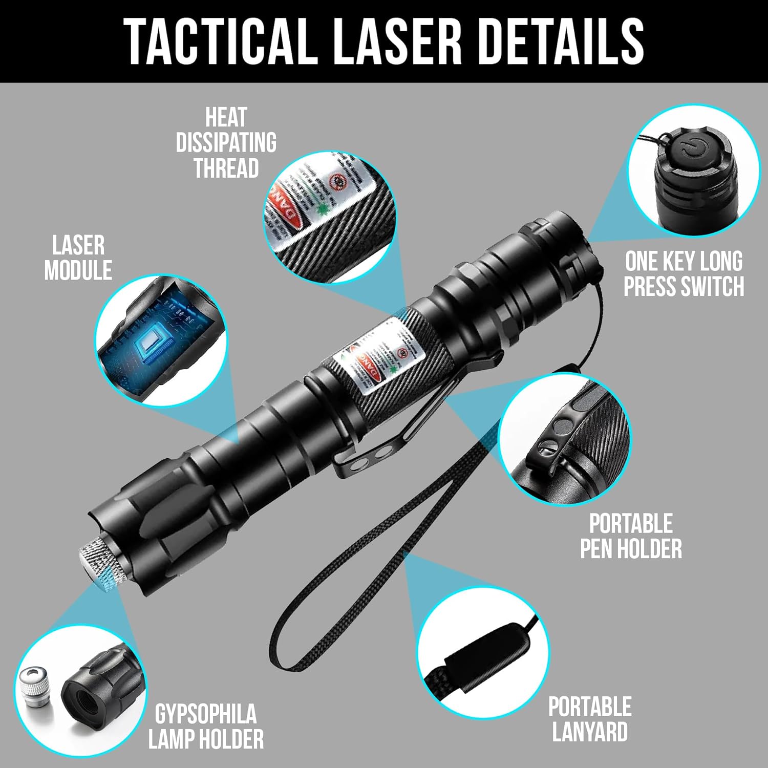 Green Laser Pointer | High Power Laser Pointer | Rechargeable Tactical Laser Pointer | Long Range Laser Pointer and Carrying Case - Image 5