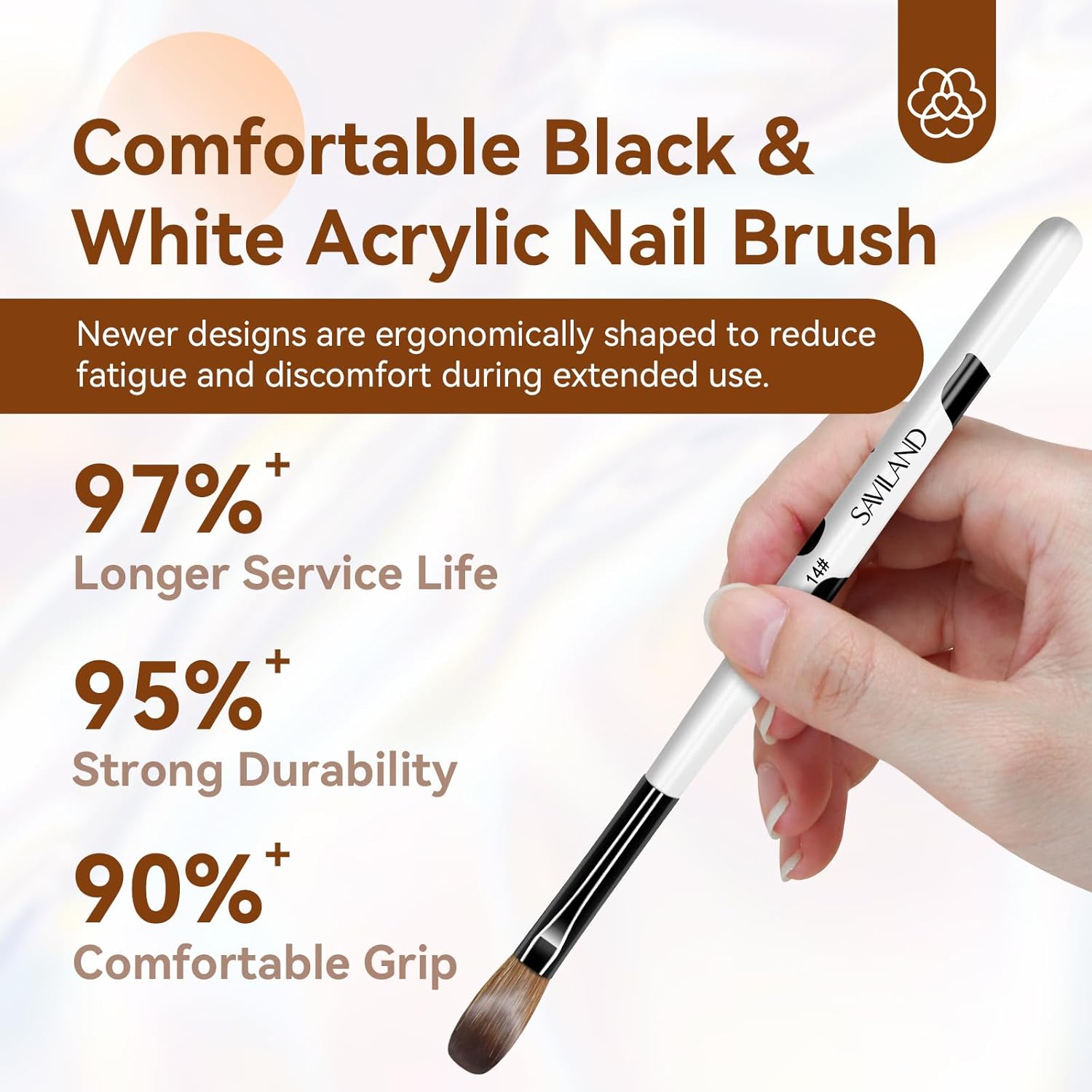 Saviland 3pcs Acrylic Nail Brush Set, Size 8/10/14 Kolinsky Acrylic Nail Brushes for Acrylics Application, Acrylics Powder Nails Art Extension with Black & White Handle for Beginner & Professional - Image 7