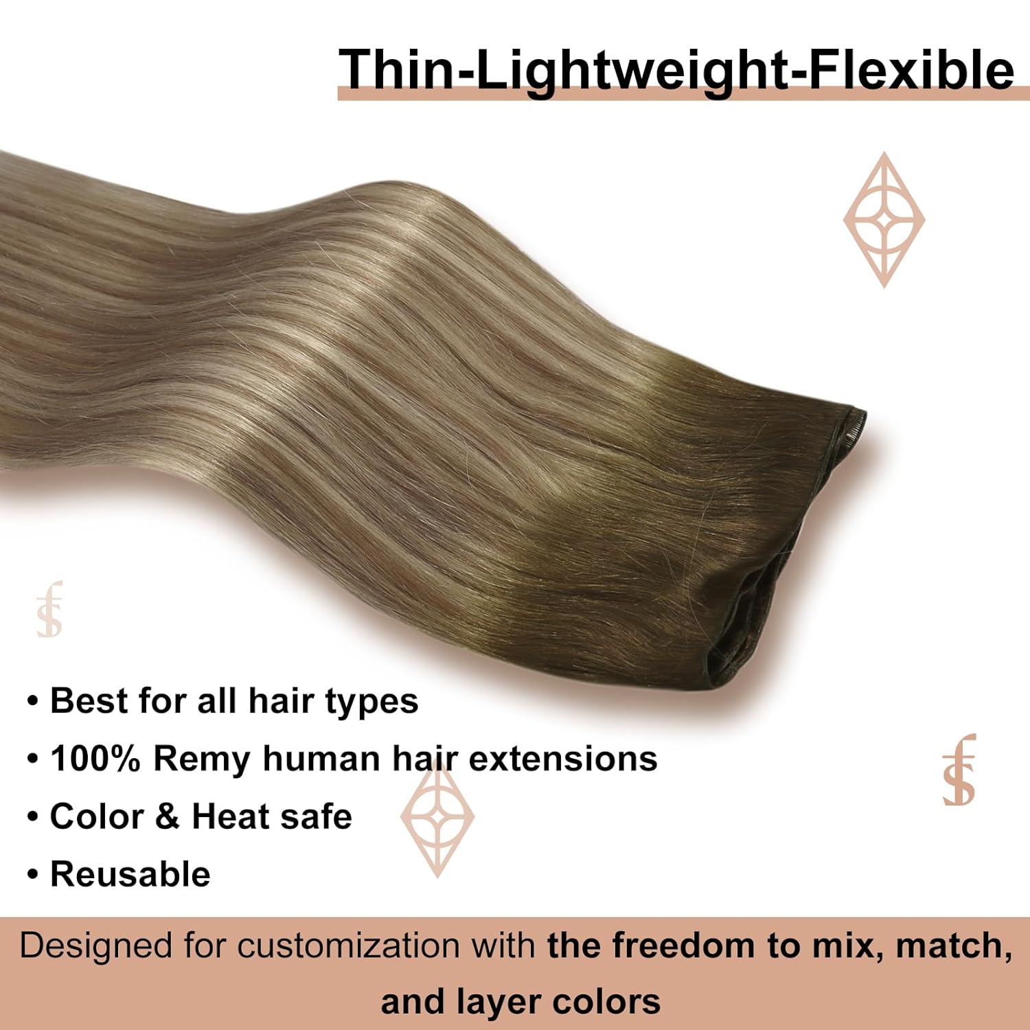 Full Shine Weft Hair Extensions Human Hair 20 Inch Hand Tied Hair Extensions Real Human Hair 60G Blonde Sew In Extensions For Women Hair Extension Wefts Human Hair - Image 2