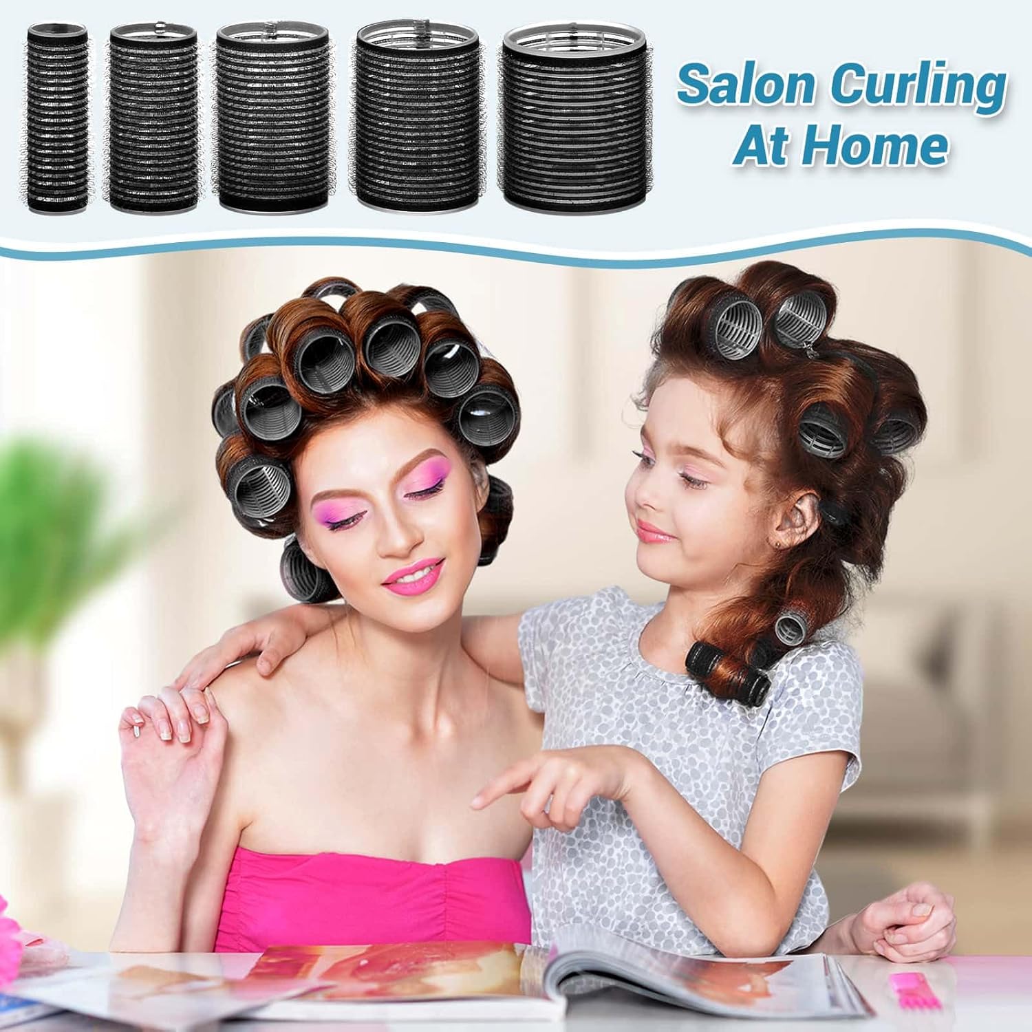 56 Pcs Hair Rollers Set for Blowout Look Long Hair, 30Pcs Rollers Hair Curlers in 5 Sizes with 24 Pcs Clips and Storage Bag for Long Medium Short Hair Volume - Image 2