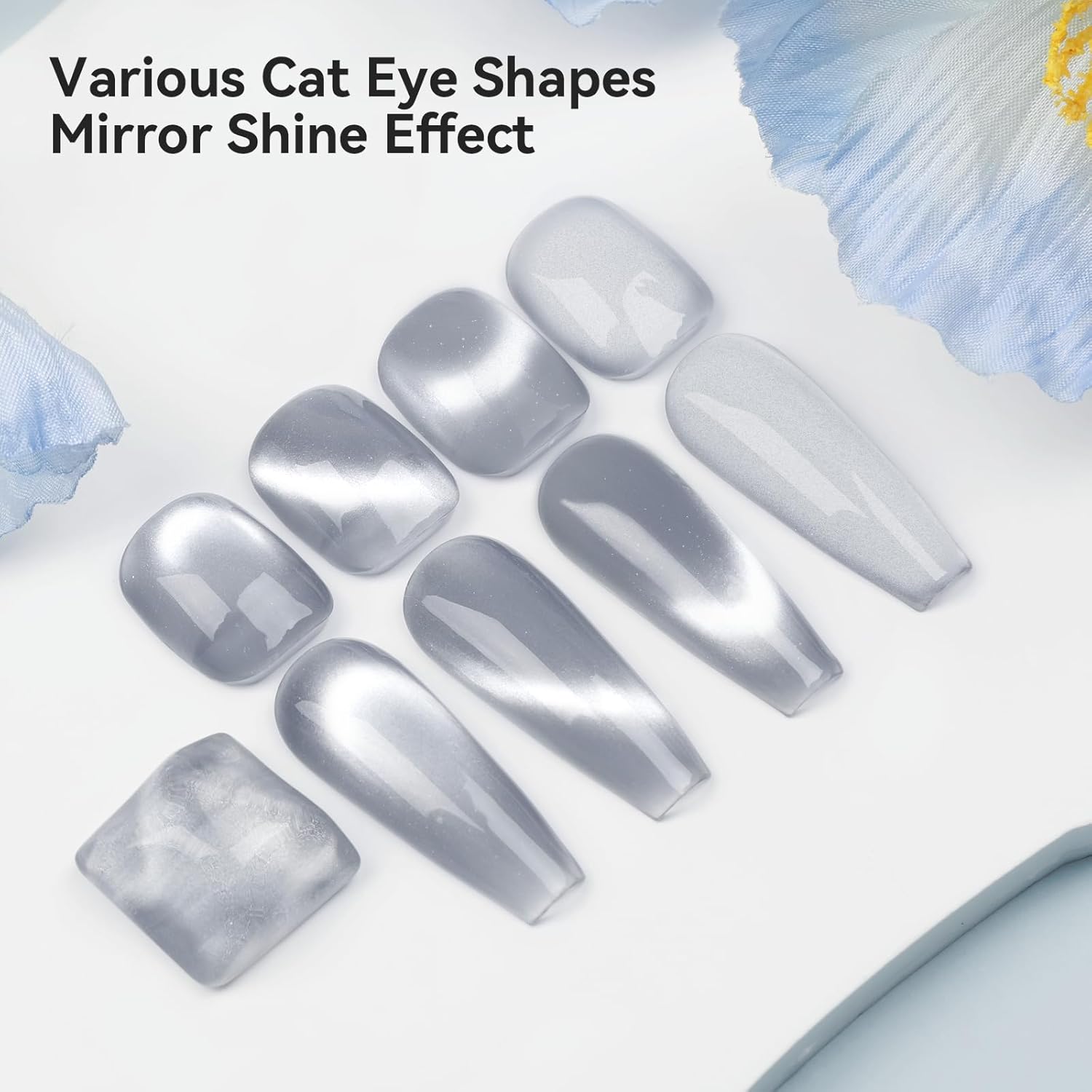 Cat Eye Gel Nail Polish Moonlight Magnetic Nail Polish Silver Glitter Mirror Glass Smoothie Cateye UV Gel Polish Holographic for Nail Art Manicure DIY at Home 1PC 12ML - Image 3