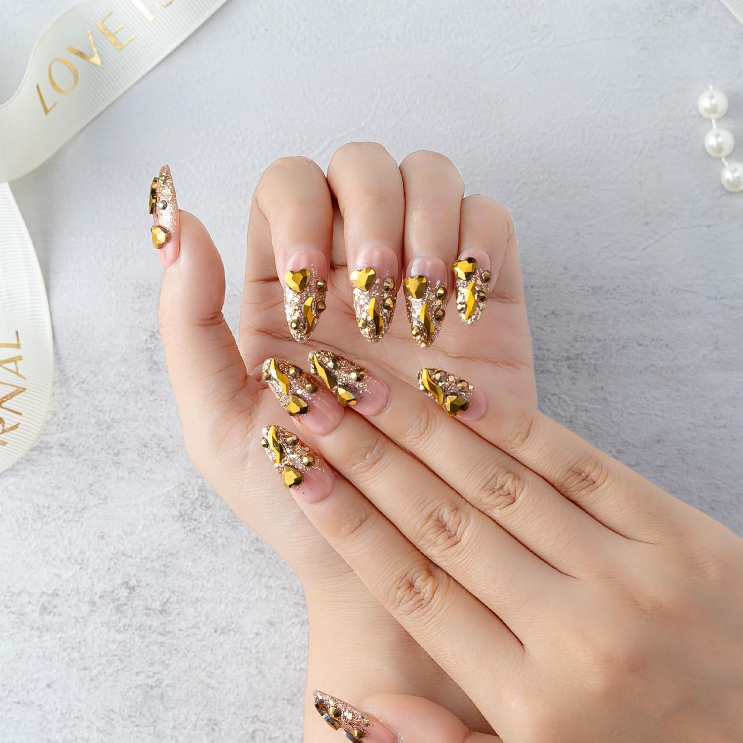 TENACIOUS & LOUCIA Handmade press on nails short, hand made nails short,fake nails,nails press ons,french tip press on nails,uñas postizas,press ons,false nails,press on nail kit (LH1 Short, L)