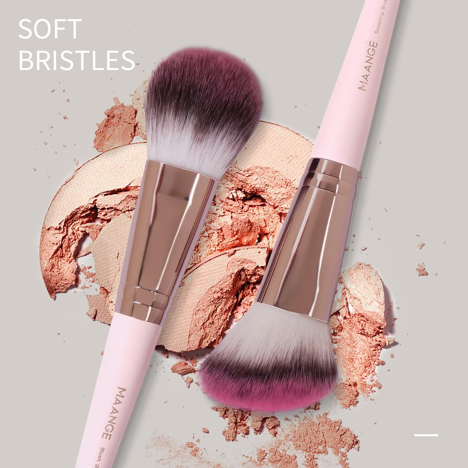 Makeup Brushes with Case, MAANGE 18 Pcs Professional Makeup Brush Set Premium Synthetic Face Kabuki Brush Kit Foundation Blush Powder Eyeshadow Brushes Set Christmas Gift (Pinkgold) - Image 3