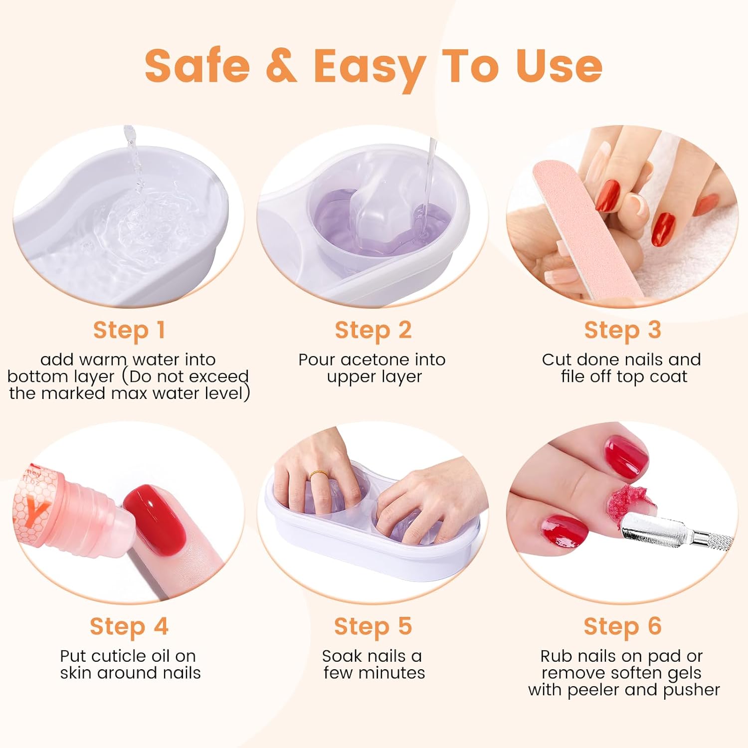Dual Nail Soaking Bowl Acetone Proof: Soak Off Gel Nail Polish Dip Powder Remover Bowl- Cut the Soaking Time in Half Manicure Bowl for Salon Home (D2-White) - Image 7