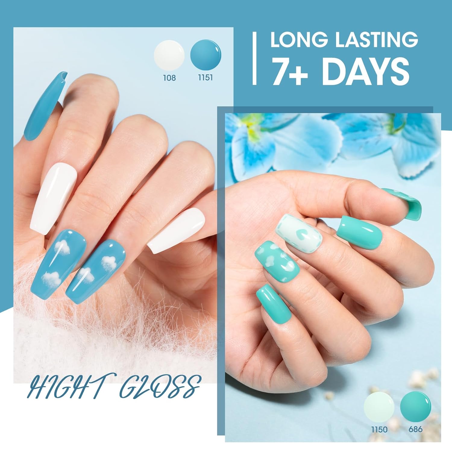 GELLEN Teal Regular Nail Polish Non Gel, Fast Air Drying Mint Turquoise Nail Polish No UV Light Needed Spring Summer 6 Colors Blue Green Set for Women Girls Manicure Home Salon, Hema Free, 0.33 Fl.Oz - Image 5