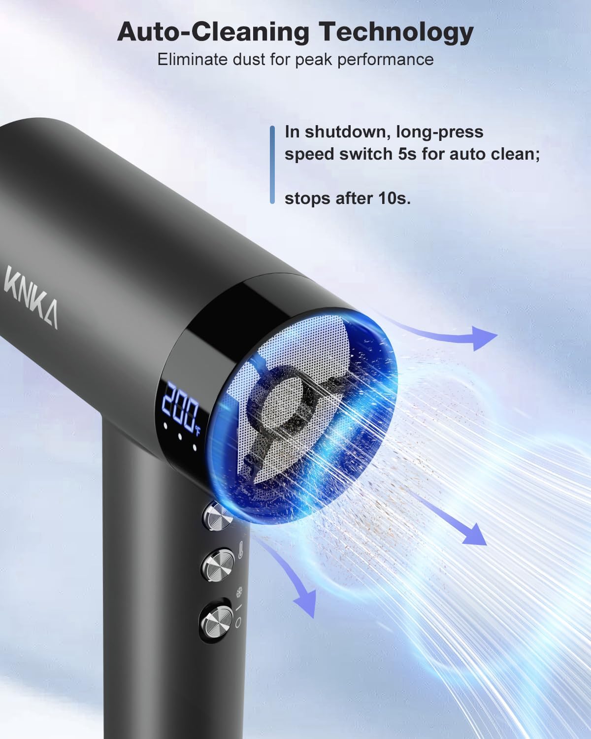 Hair Dryer, 1500W High Speed Low Noise Blow Dryer with 4 Temperatures & 3 Speed, Negative Ionic Hair Dryer, 110,000 RPM Hairdryer with Magnetic Nozzle, Fast Drying for Home, Travel, Gym, Grey - Image 7