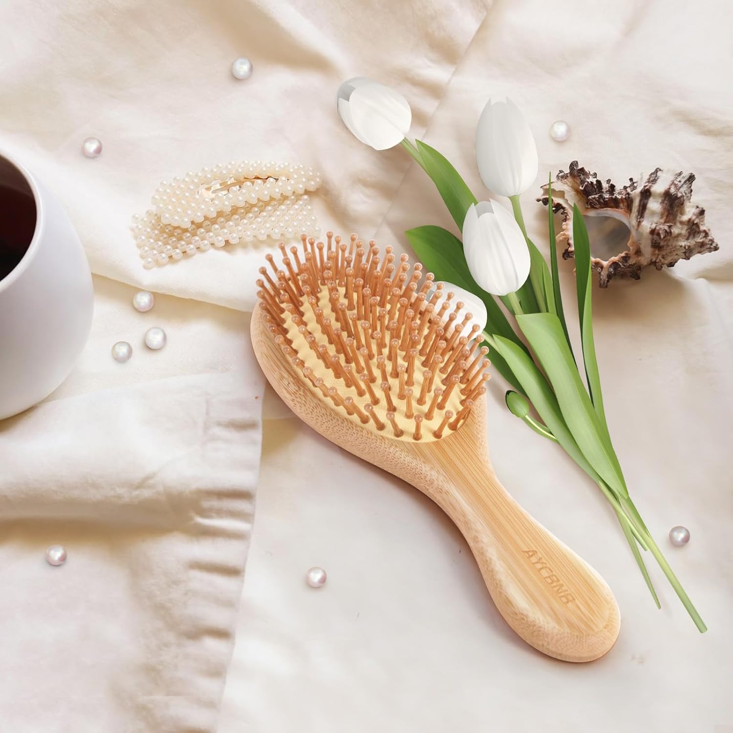 6 Piece Bamboo Hair Brush Set for Hair Growth, Large Paddle Detangler for All Hair Types - Image 7