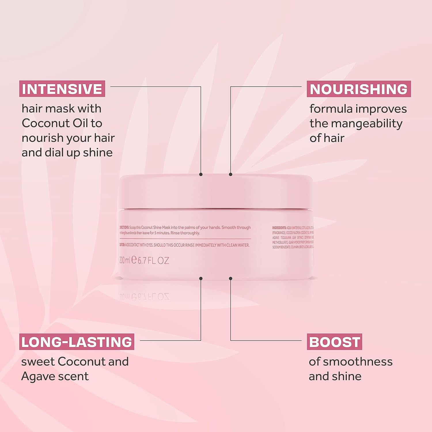 Lee Stafford Shine Hair Mask | Coco Loco Collection - Deep Leave In Conditioning Treatment for Dry, Dull & Damages Hair, Ultra Hydrating, Packed with Coconut Oil & Agave Essence, 6.7 Fl Oz - Image 3