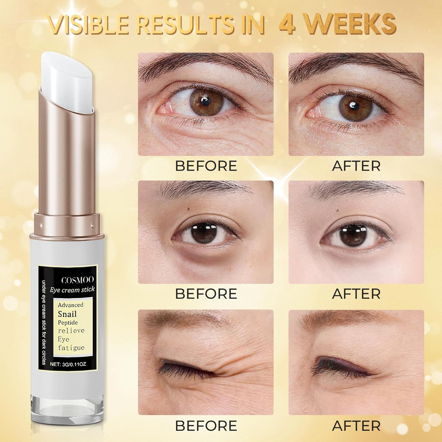 COSMOO Snail Peptide Under Eye Cream 15ml for Dark Circles and Puffiness - Image 6
