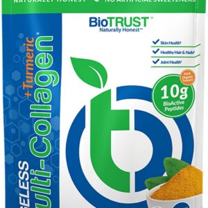 BioTrust Collagen Powder with Turmeric – 5 Types (I, II, III, V, X) – Turmeric Collagen Powder for Women & Men – Hydrolyzed Protein – Grass Fed Beef, Fish, Chicken, Eggshell Membrane (Golden Milk)