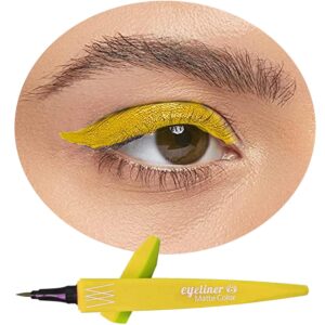 Yellow Liquid Eye Liner Pen with Ultra Fine Felt Tip, 24 Hours Waterproof & Smudge-proof Eyeliner Pen, Quick Drying Formula Long Lasting High-Pigmented Eye Makeup Gift Kit(Yellow)