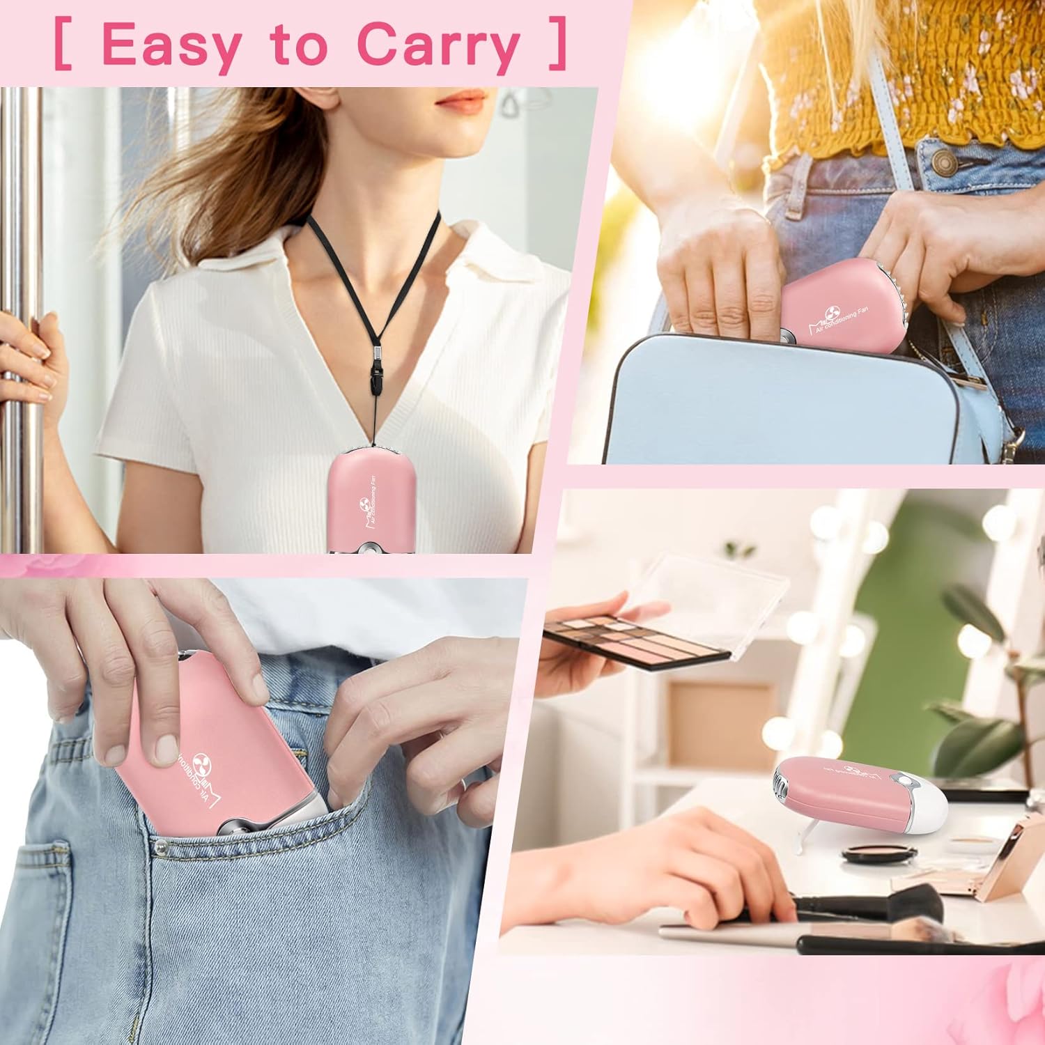 Lash Fan Mini Portable Eyelash Fan Handheld for Eyelash Extension Rechargeable USB C Air Cooling Blower with Built in Sponge Lash Extension Application(Pink) - Image 7