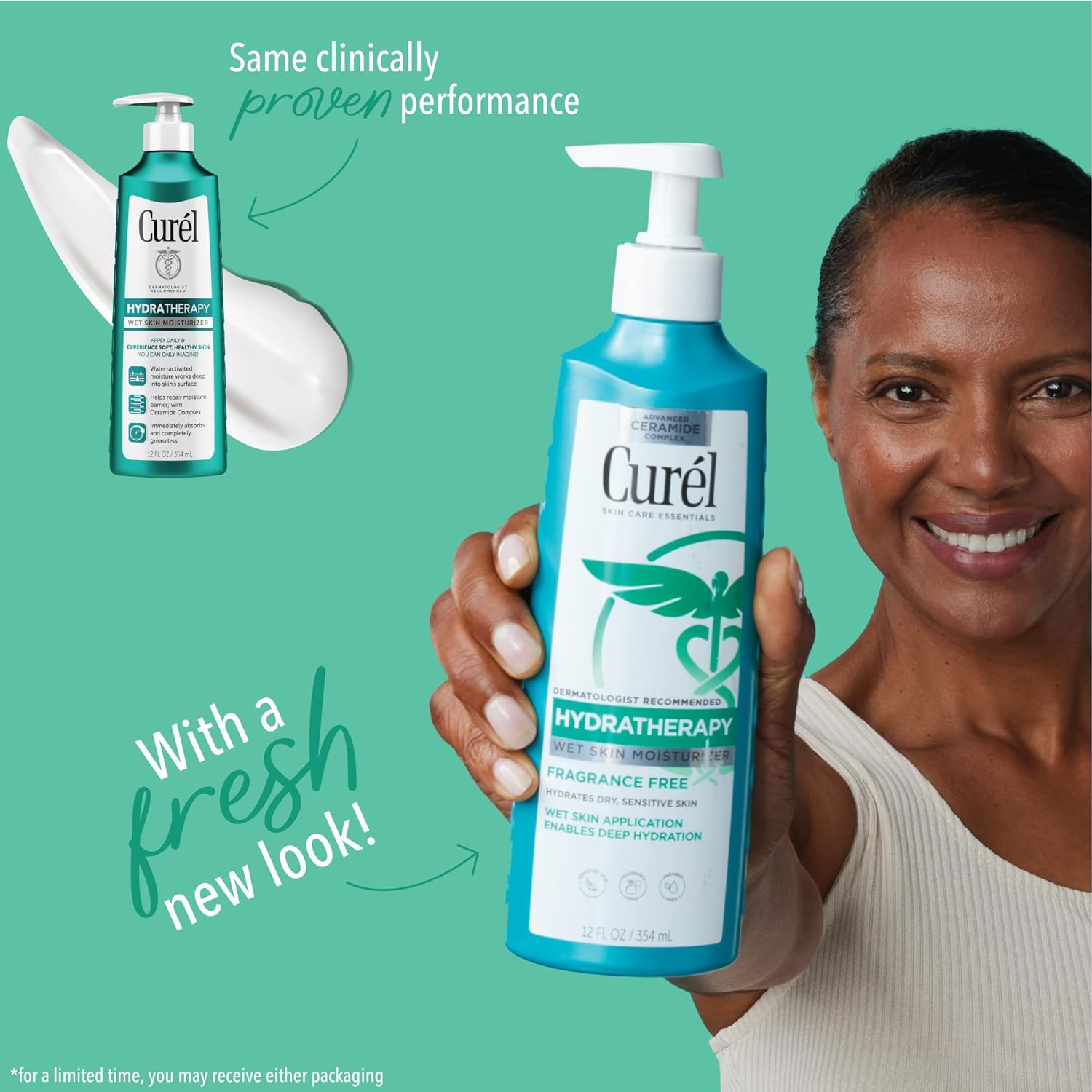 Curel Hydra Therapy In Shower Lotion, Itch Defense Body Moisturizer with Advanced Ceramide Complex, Vitamin E, & Oatmeal Extract, 12 Oz - Image 2