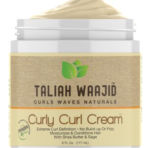 Taliah Waajid Curls Waves Natural - Curly Curl Cream | Extreme Curl Definition Hair Styling Gel | No Build-up or Frizz | 100% Paraben Free | Shea Butter & Sage - 6oz