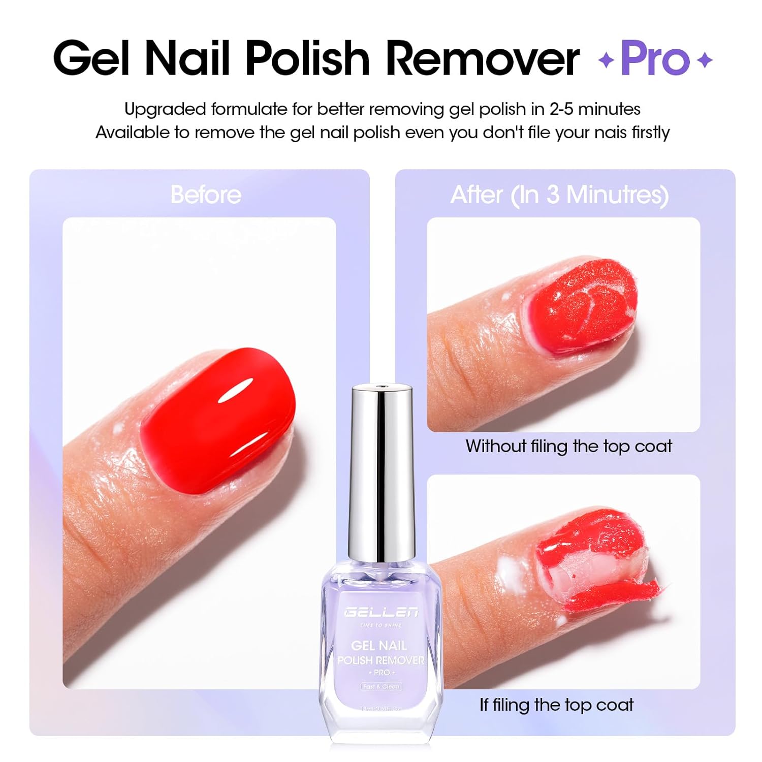 Gellen Gel Nail Polish Remover, Gel Remover for Nails Quickly in 2-5 Minutes, Easy Use No Need to Soak or Wrap, Professional Nail Gel Remover Kit - Image 2