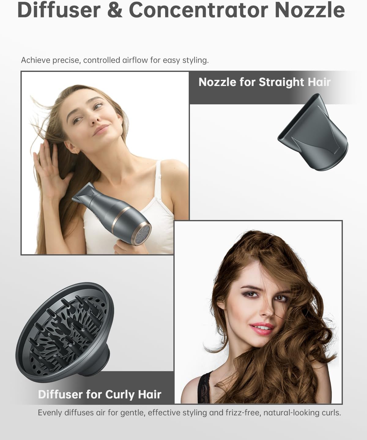 CONFU 1875W Negative Ionic Hair Dryer with Diffuser, Small Blow Dryer for Women and Men - Image 3