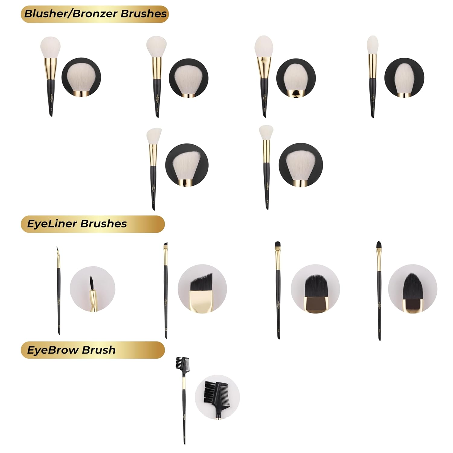 ImpressionZ 34Pcs Luxury Full Makeup Brush Set with Travel Bag | Cruelty-Free Synthetic & XGF Bristles Foundation, Blending, Face Powder, Concealers, Eyeshadows & Blush Makeup Brushes | Bliss Gift Set - Image 5