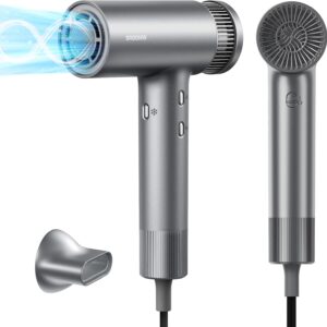 Hair Dryer, High-Speed Ionic Low Noise Blow Dryer with Brushless Motor for Fast Drying Cool-Shot Thermo-Control Hair Blow Dryer with Magnetic Nozzle for Home Travel Salon Bonus Box Included