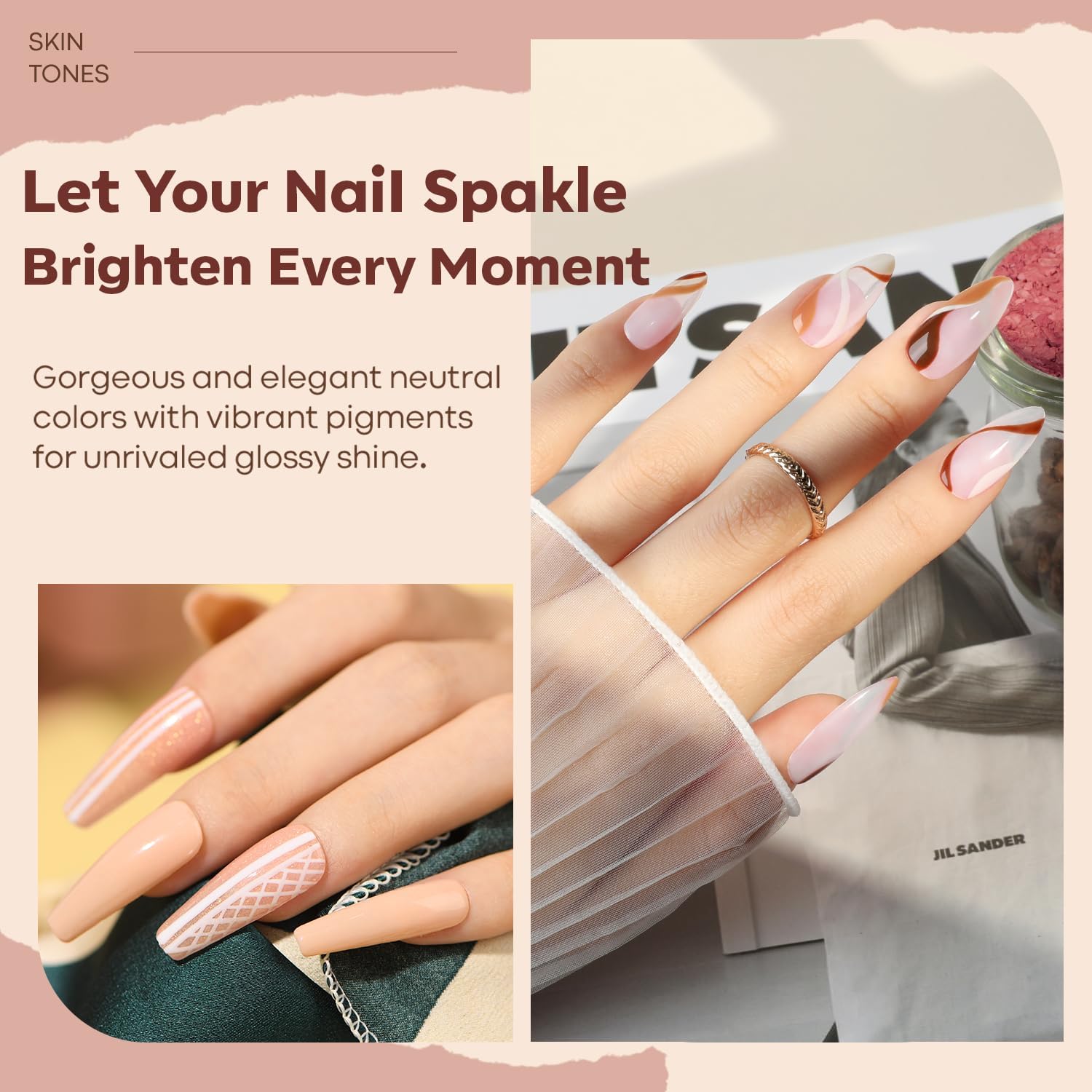 Modelones Nail Polish Set, 6 Colors Nude Pink Skin Tones Milky White Brown Mini Nail Polish Neutral Brown Quick Dry Nail Polish Kit All Seasons Easter Manicure DIY Salon Home Gifts for Women Girl - Image 4