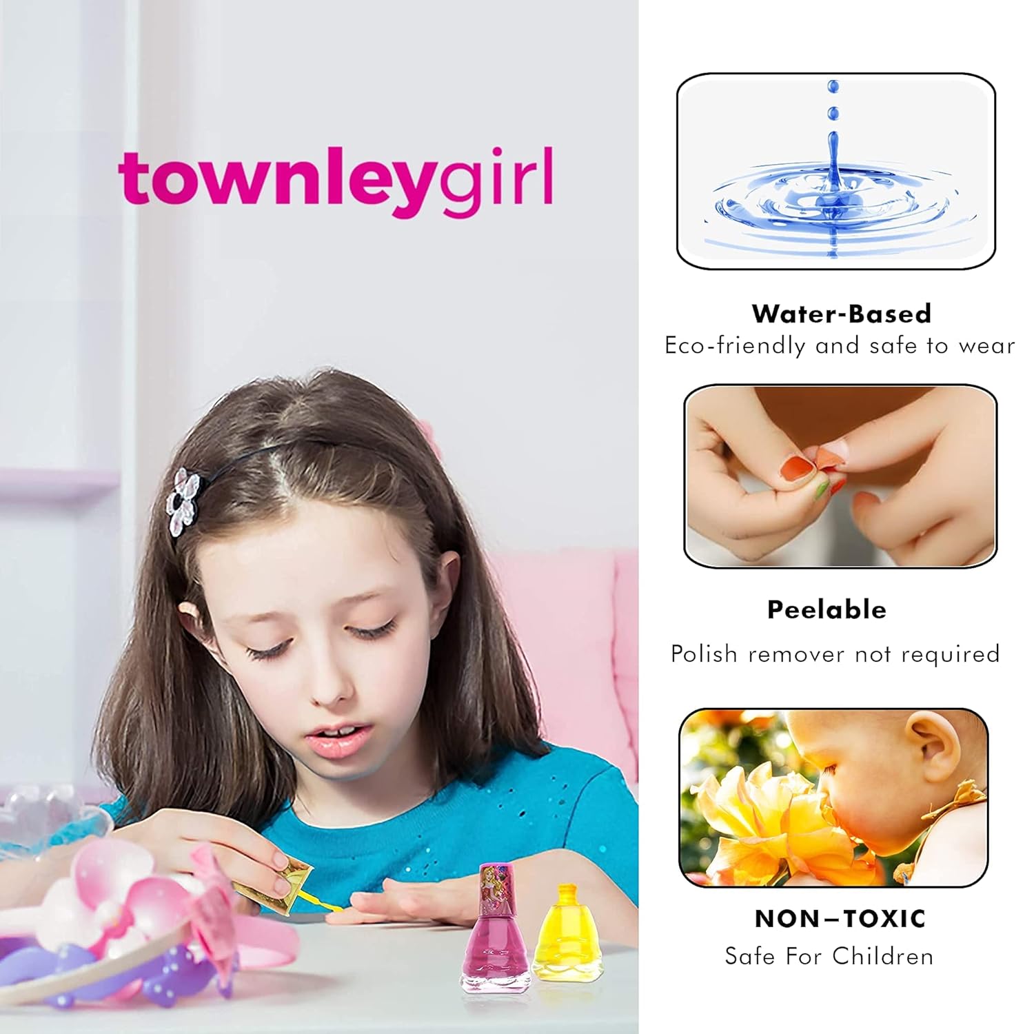 Townley Girl Disney Princess Non-Toxic Water-Based Peel-Off Quick Dry Nail Polish with Nail Separators|Gift Kit Set for Kids Girls|14 Pc Set - Perfect for Parties, Sleepovers and Makeovers - Image 8
