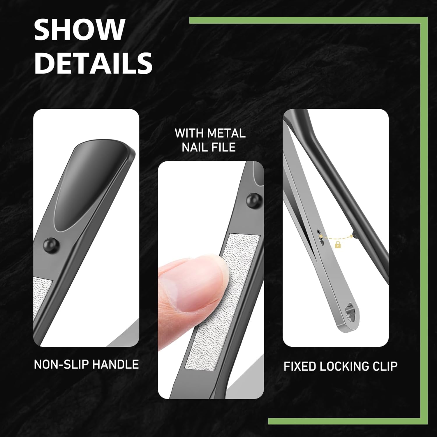 BALUCA Slanted Blade Ingrown Toenail Clippers for Thick Toenails, Angled Toe Nail Fingernail Cutter Trimmer for Seniors and Men - Black - Image 8