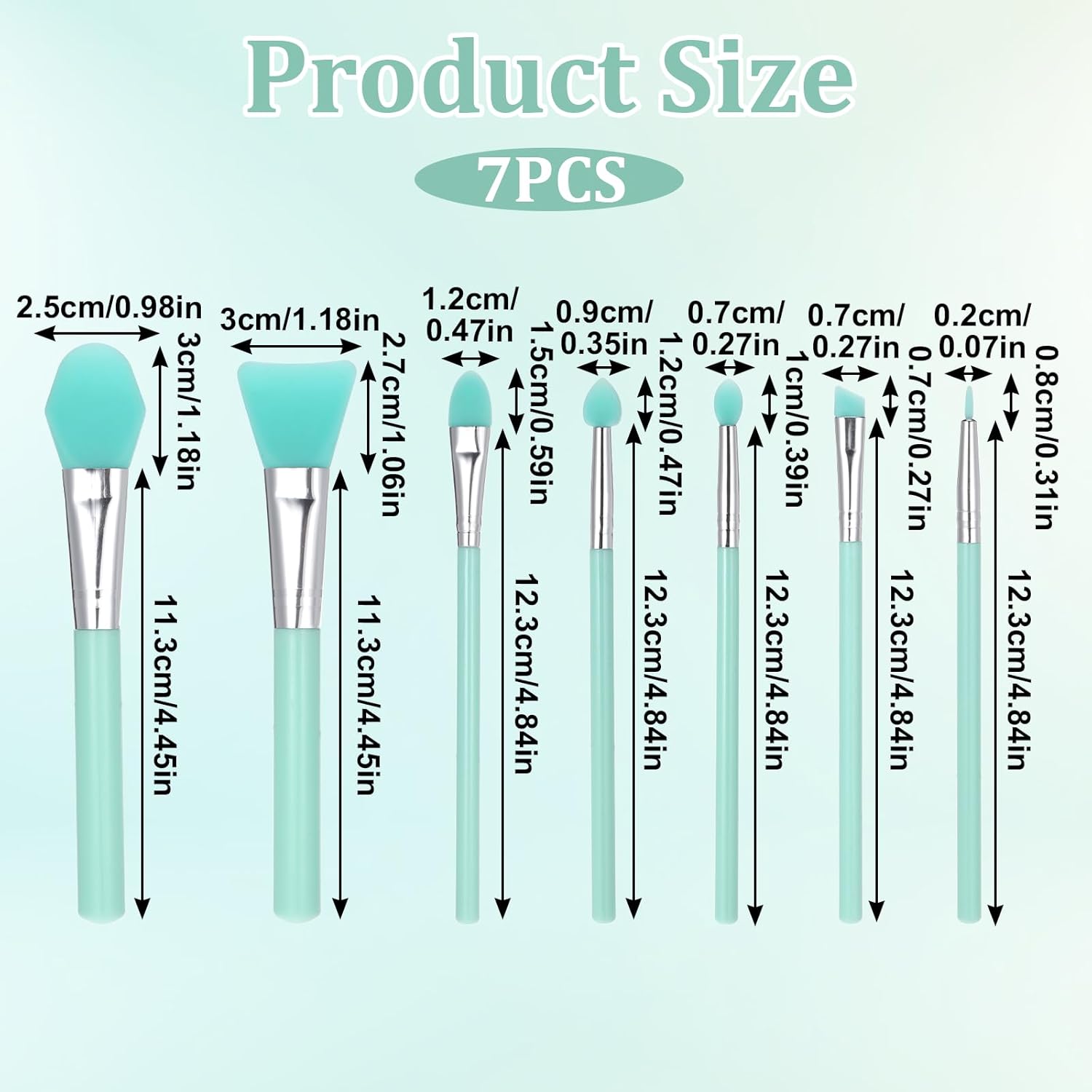 cobee 7 Pcs Silicone Brush Applicator Kit, Silicone Paint Brush Makeup Brush, Face Mask Applicator Jelly Brush Eye Cream Applicator Tool for Sleeping Mask, Mud Mask, Body Lotion And Body Butter(Green) - Image 3