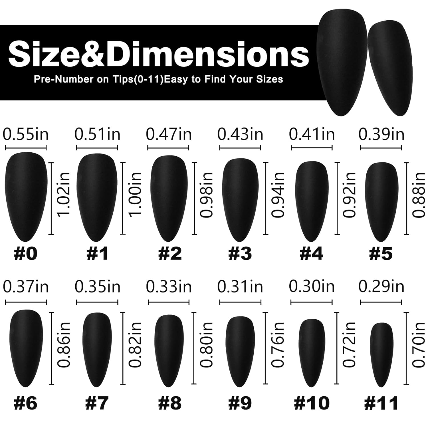 240pcs Almond Press on Nails, Matte Black Fake Nails Medium Acrylic Nails Press Ons False Glue on Nails Kit with 5 Sheets Adhesive Tabs for Women Girls - Image 6