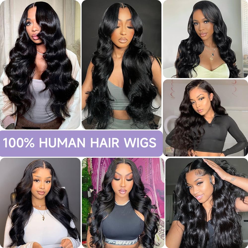 32 Inch Body Wave Lace Front Wigs Human Hair Pre Plucked With Bleached Knots 13x6 HD Lace Frontal Human Hair Wigs 200 Density Natural Color Human Hair Wig - Image 5