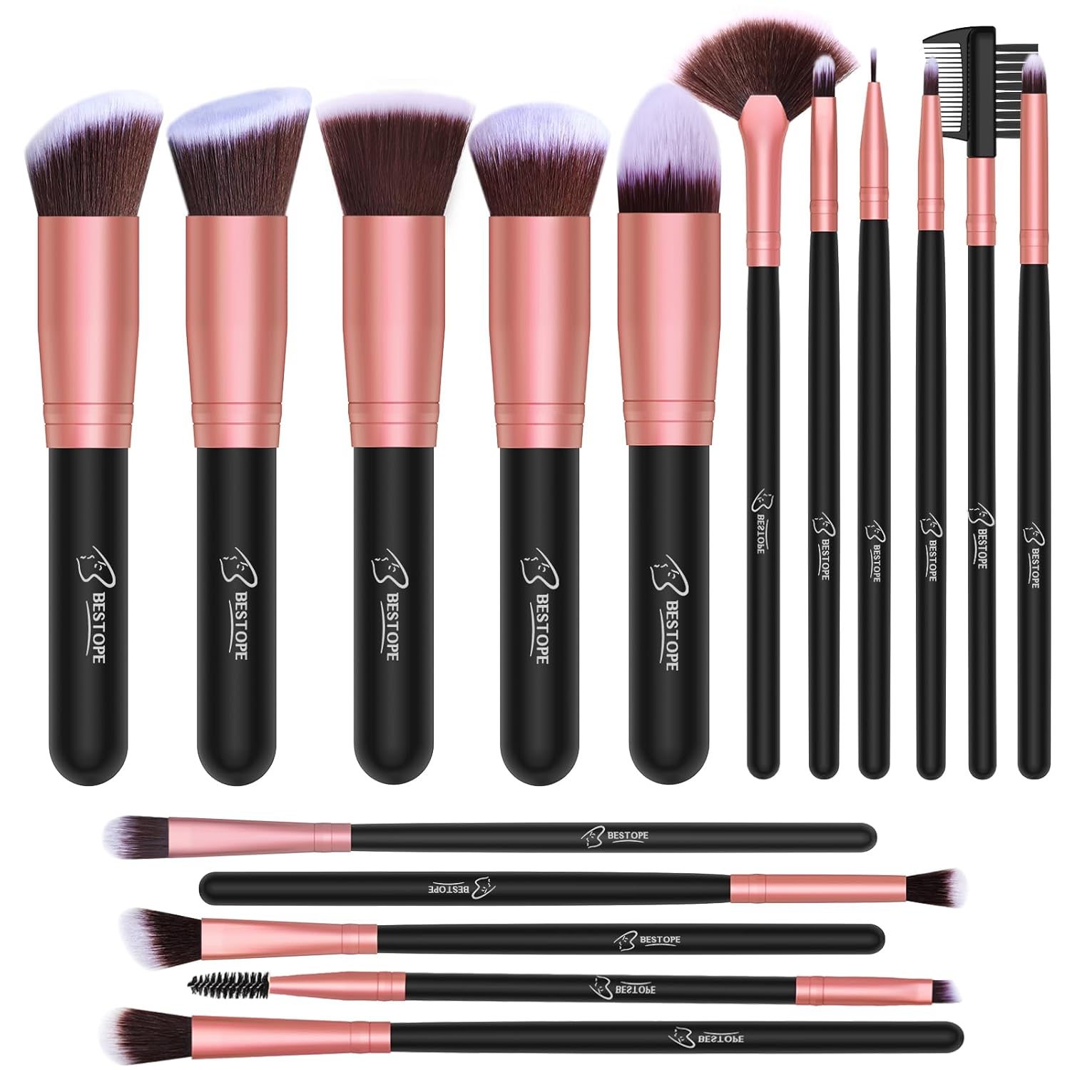 Makeup Brushes Makeup Brush Set - 16 Pcs BESTOPE PRO Premium Synthetic Foundation Concealers Eye Shadows Make Up Brushes set,Eyeliner Brushes(Black)