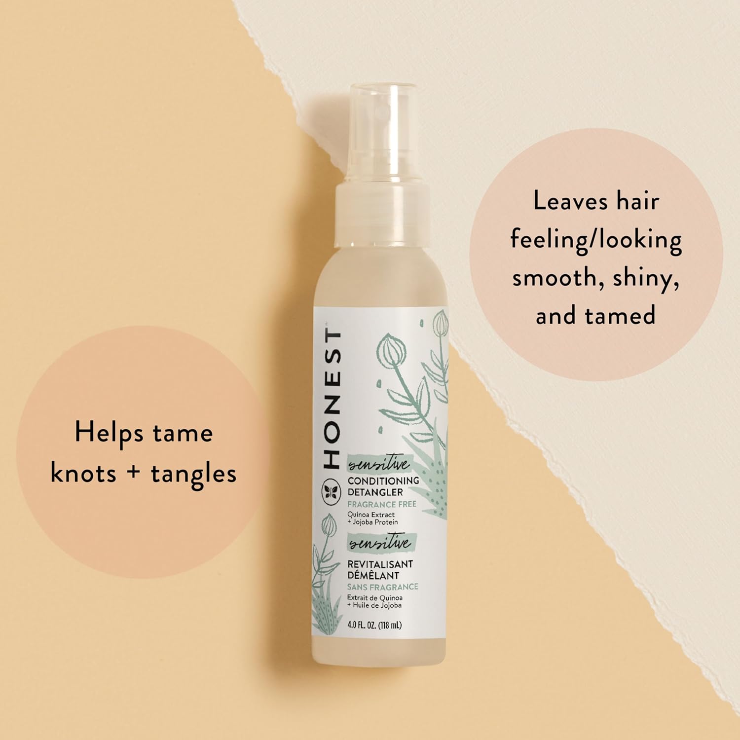 The Honest Company Fragrance Free Conditioning Hair Detangler | Leave-in Conditioner + Fortifying Spray | Tear-free + Hypoallergenic for Sensitive Skin | 4 fl oz - Image 2
