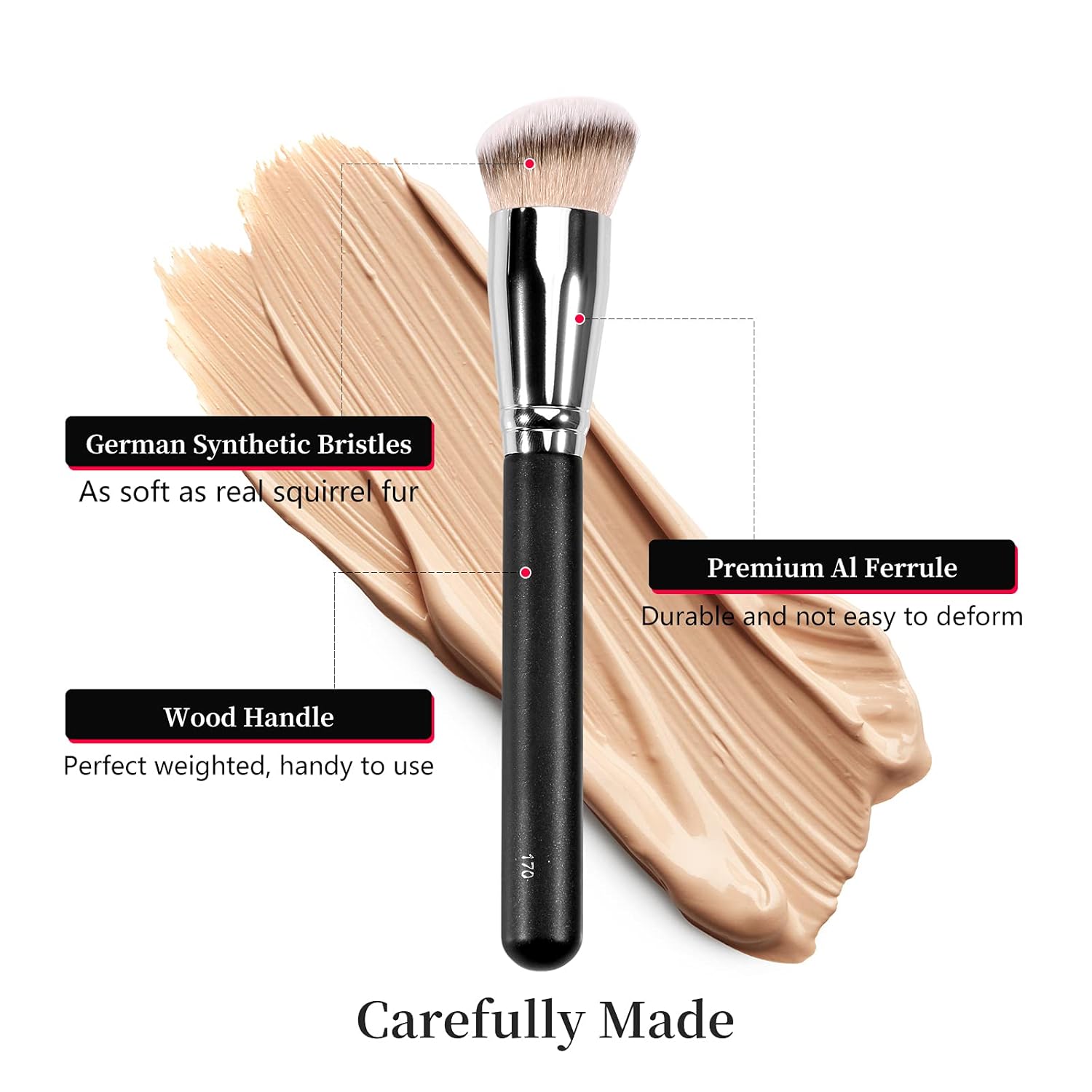 Under Eye Concealer Brush & Foundation Brush for Liquid Makeup, 2PCS Dense Synthetic Angled Kabuki Blending Makeup Brush, for Liquid, Cream and Setting Powder - Image 3