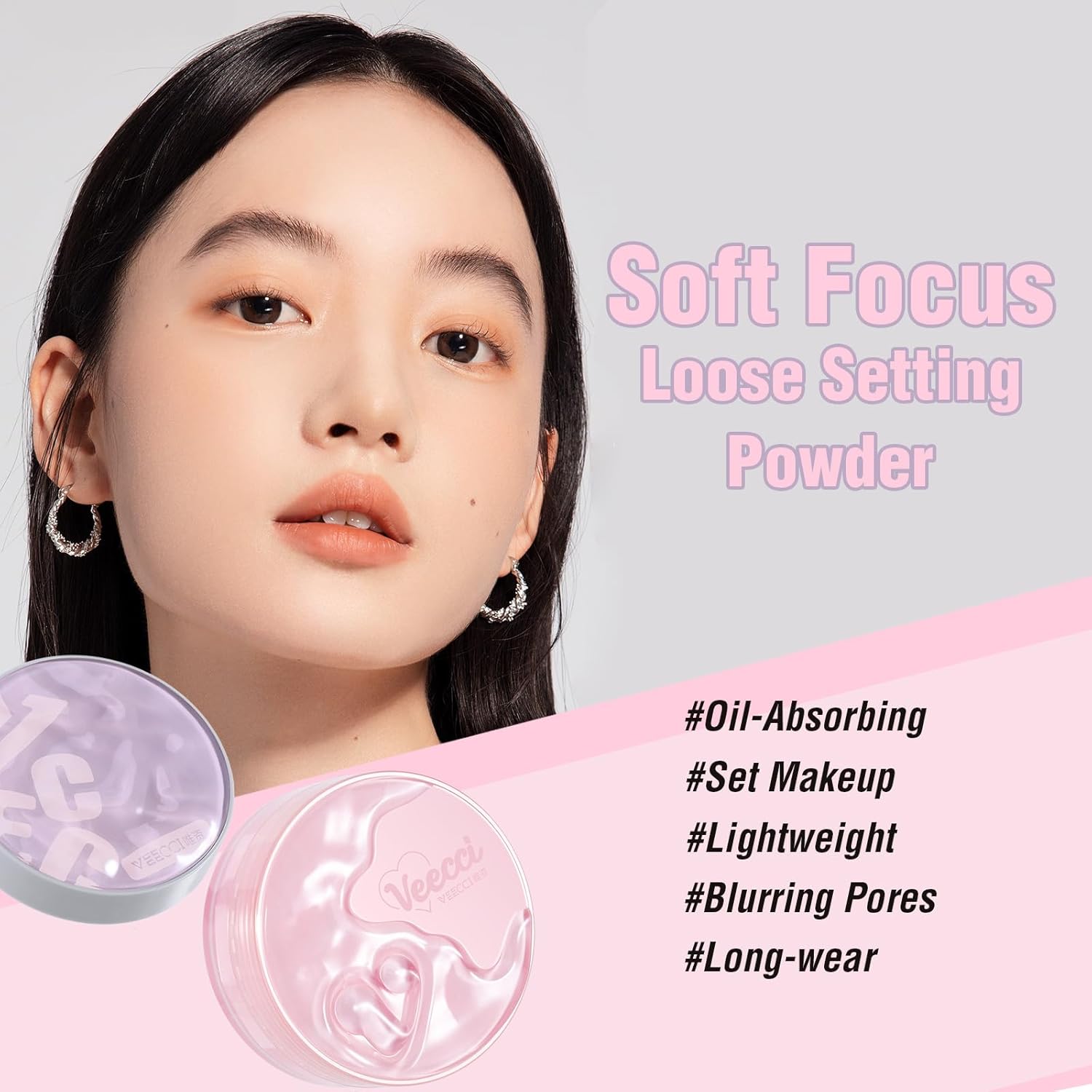 Light Purple Matte Finish Loose Setting Powder Tone-up Face Makeup Translucent Dry Oily Skin Controls Shine Lightweight - Image 3