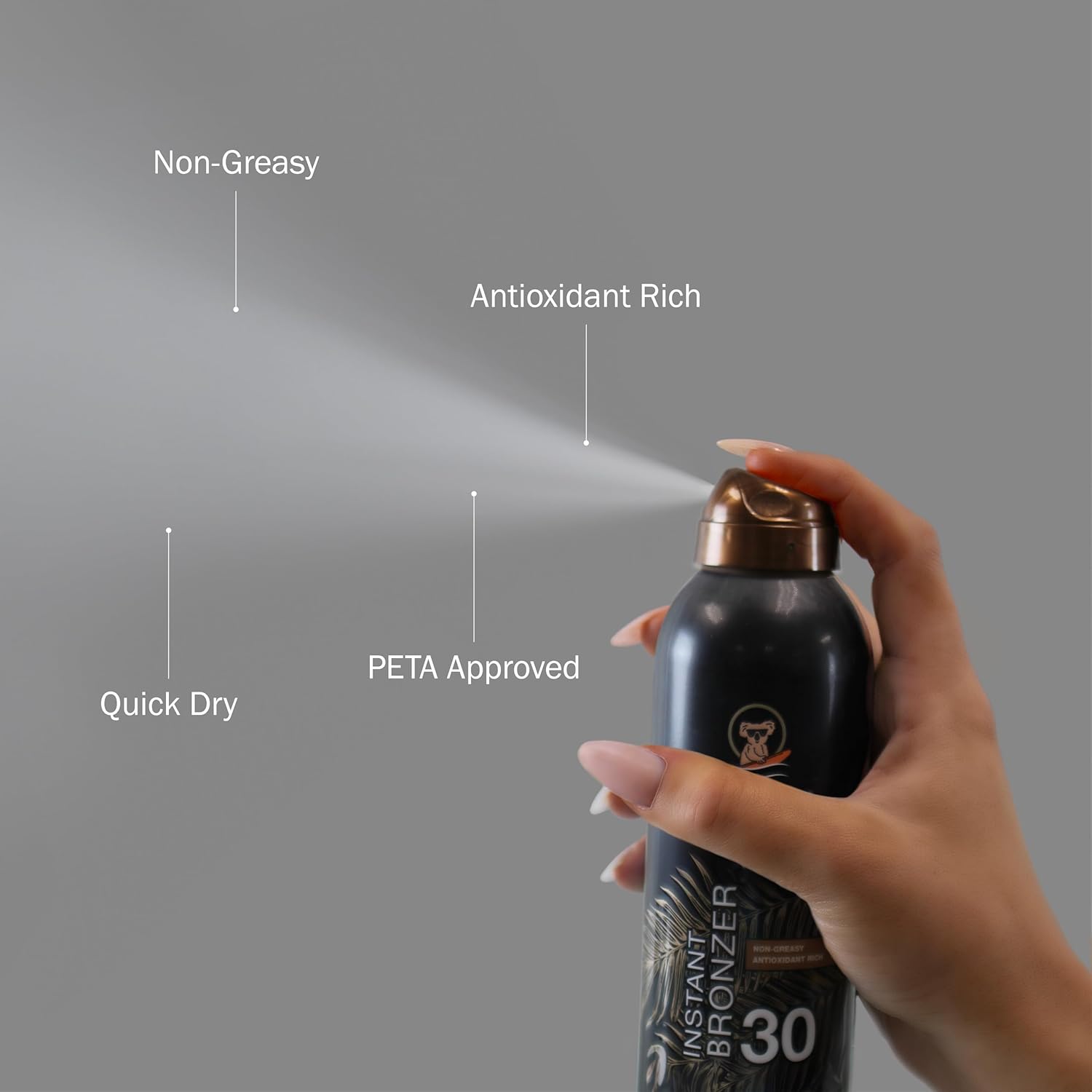 Australian Gold Continuous Spray Sunscreen with Instant Bronzer SPF 30, Immediate Glow & Dries Fast Water Resistant NonGreasy Oxybenzone Free Cruelty Free, Bronzer New, Orange, 6 Oz - Image 3